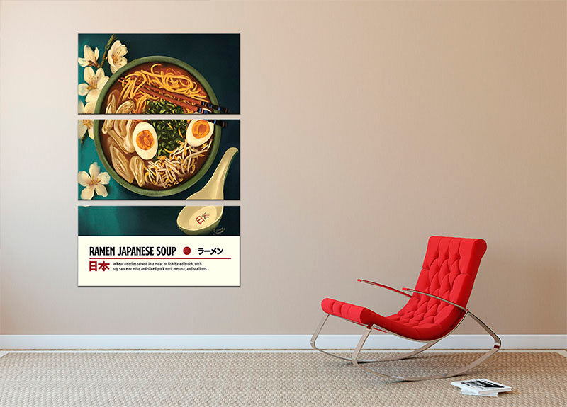 Ramen 3 Split Panel Canvas Print - Canvas Art Rocks - 2