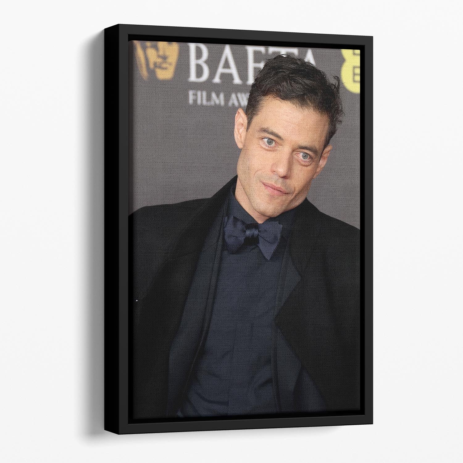 Rami Malek at the Baftas Floating Framed Canvas - Canvas Art Rocks - 1