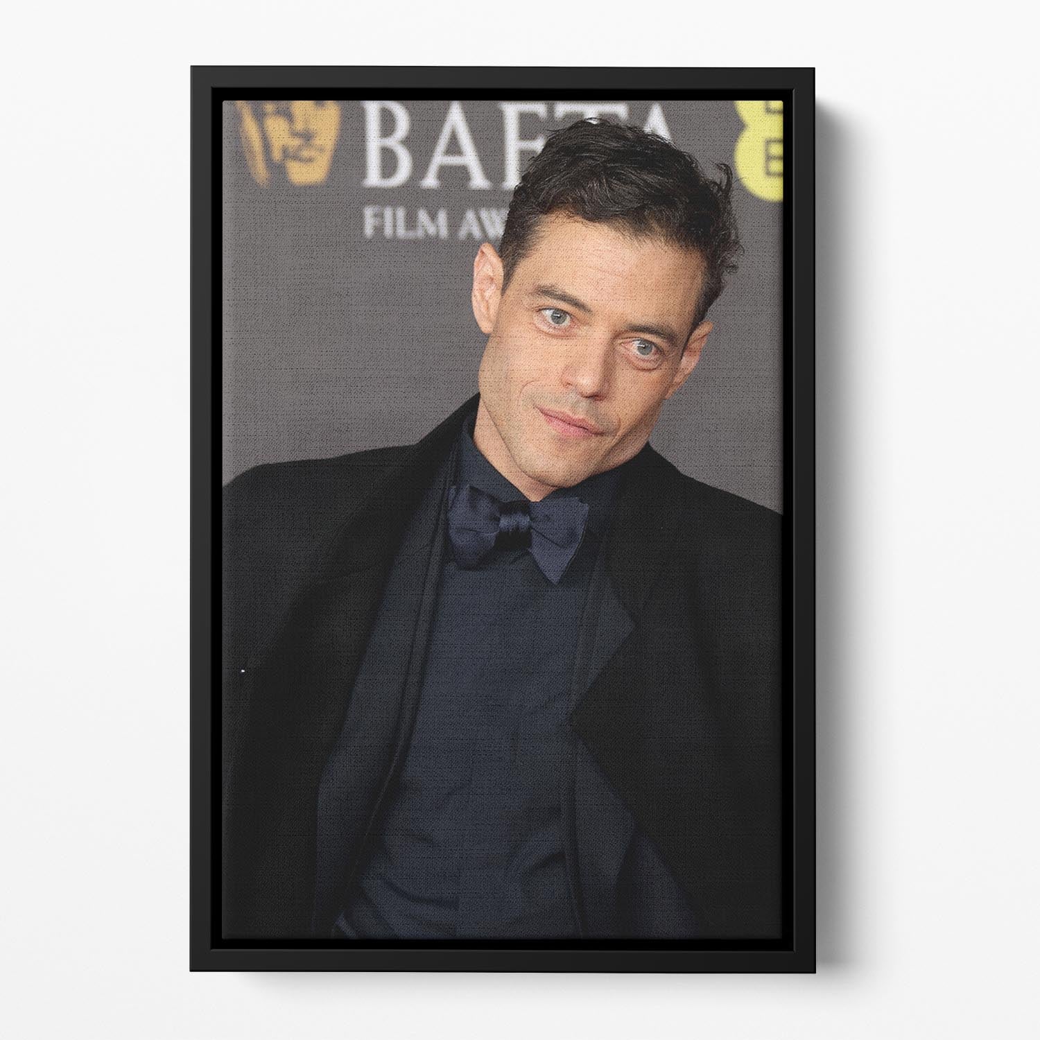 Rami Malek at the Baftas Floating Framed Canvas - Canvas Art Rocks - 2