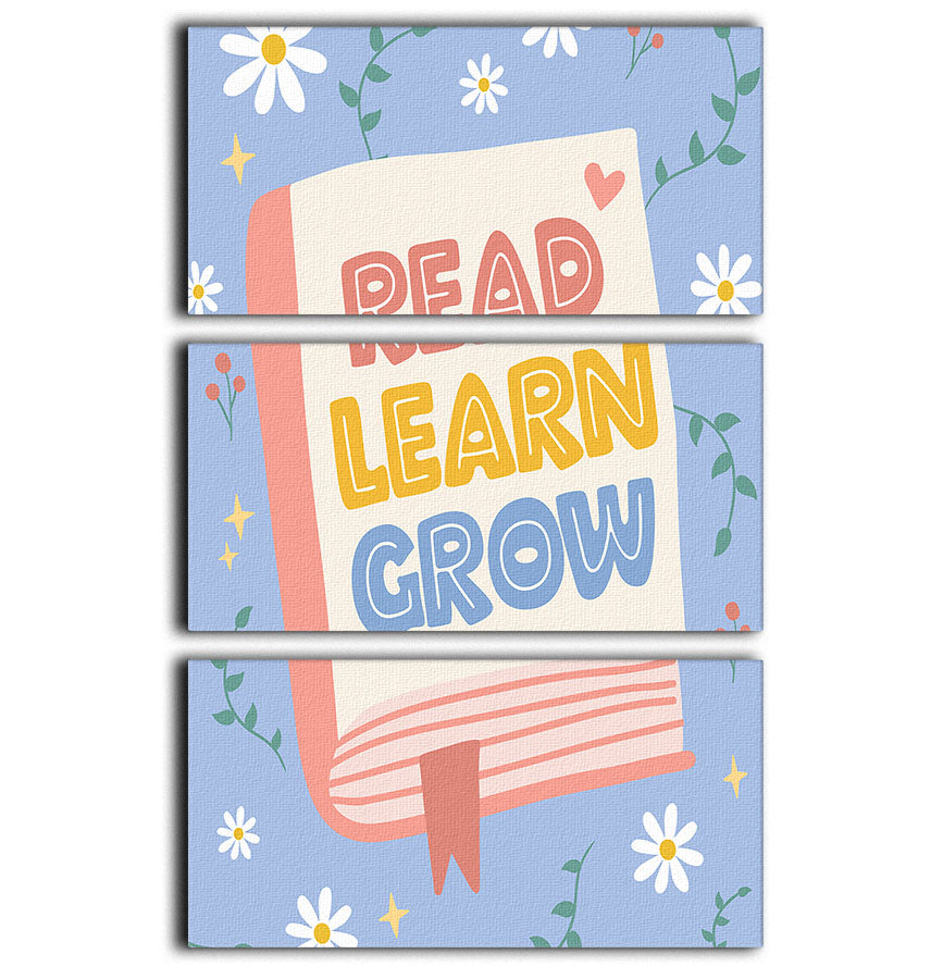 Read Learn Grow 3 Split Panel Canvas Print - Canvas Art Rocks - 1