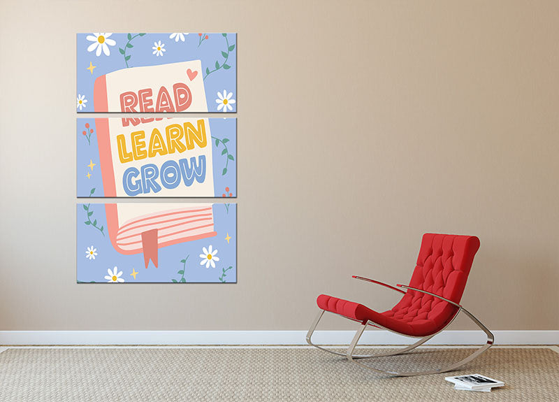 Read Learn Grow 3 Split Panel Canvas Print - Canvas Art Rocks - 2