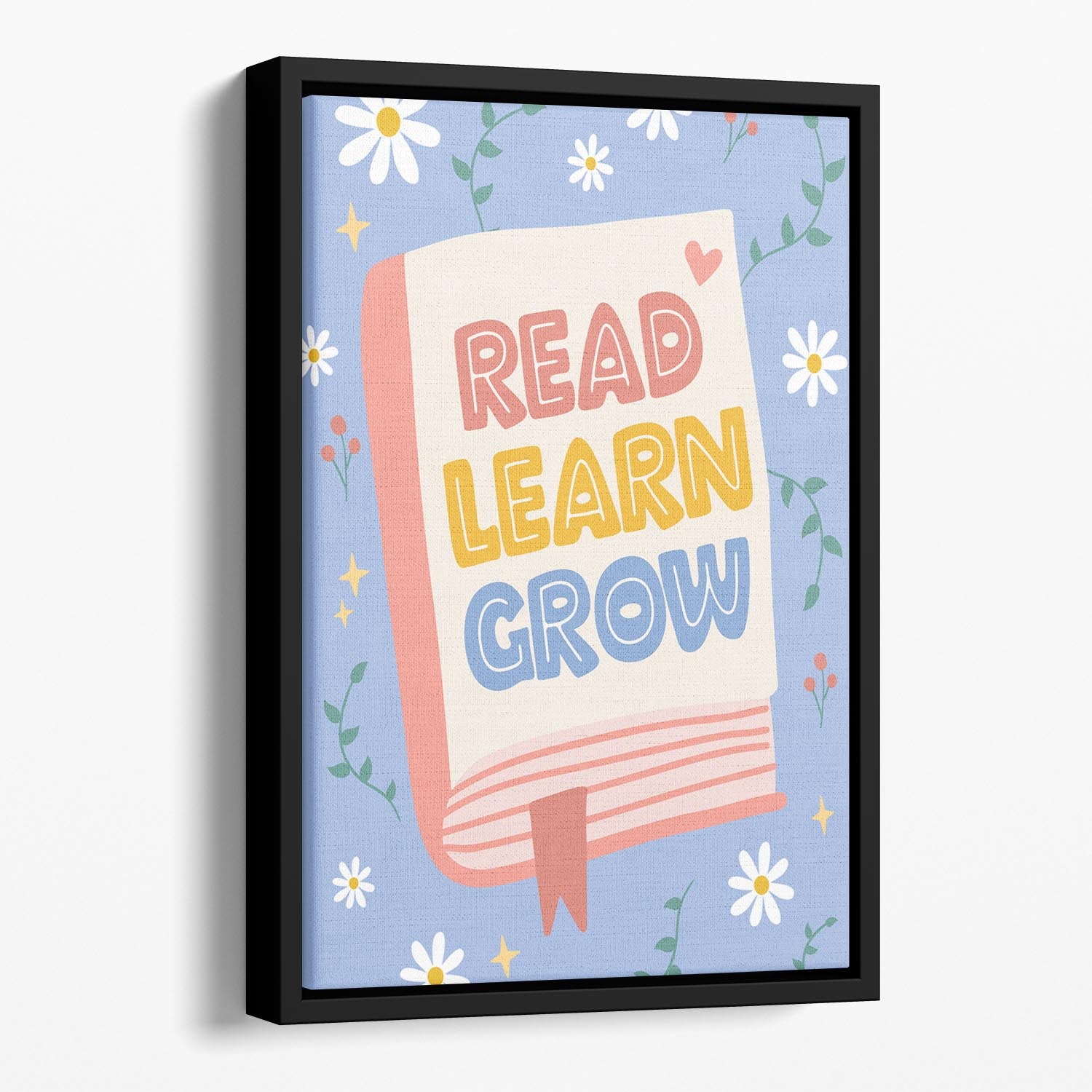 Read Learn Grow Floating Framed Canvas - Canvas Art Rocks - 1