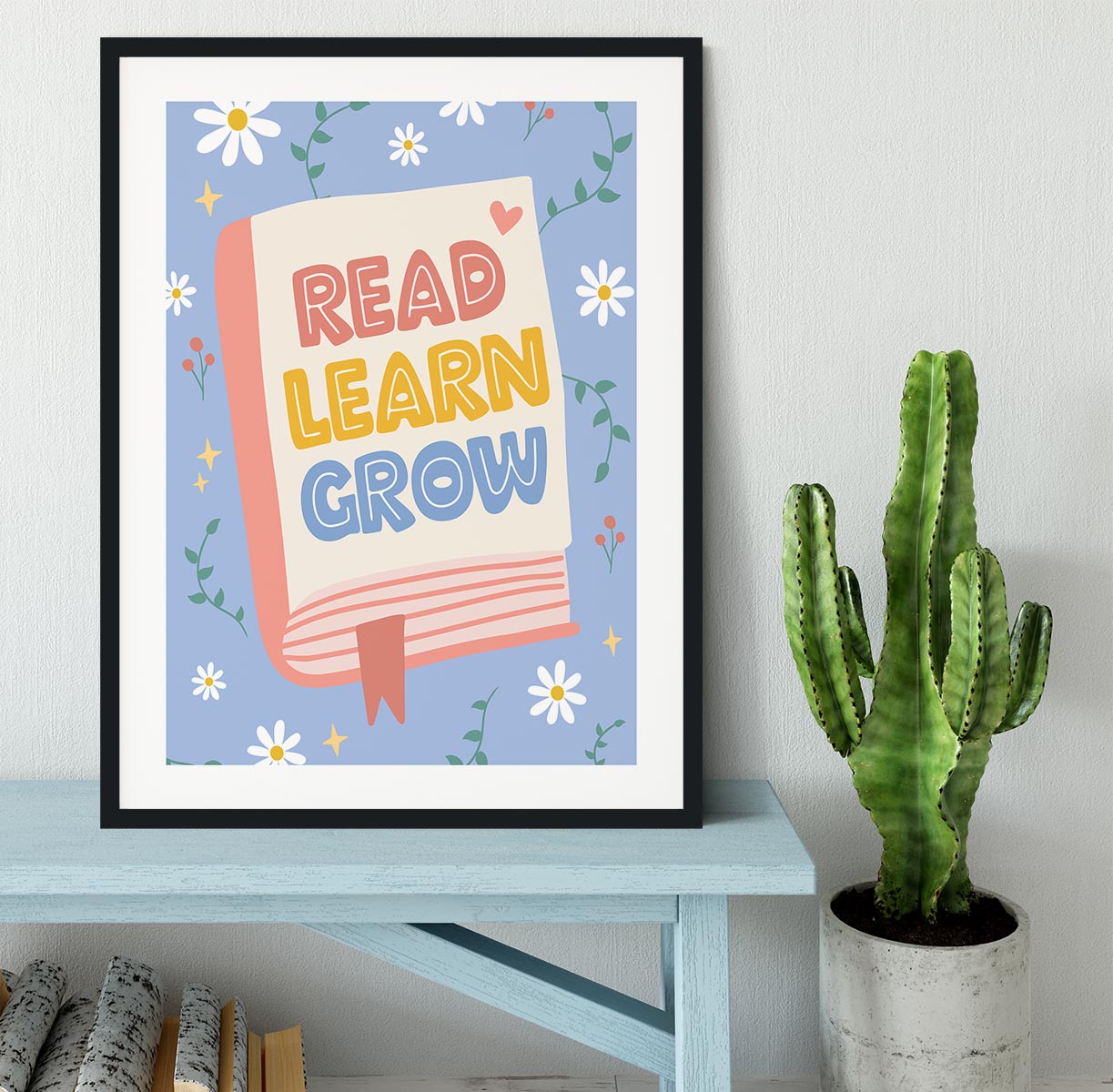 Read Learn Grow Framed Print - Canvas Art Rocks - 1