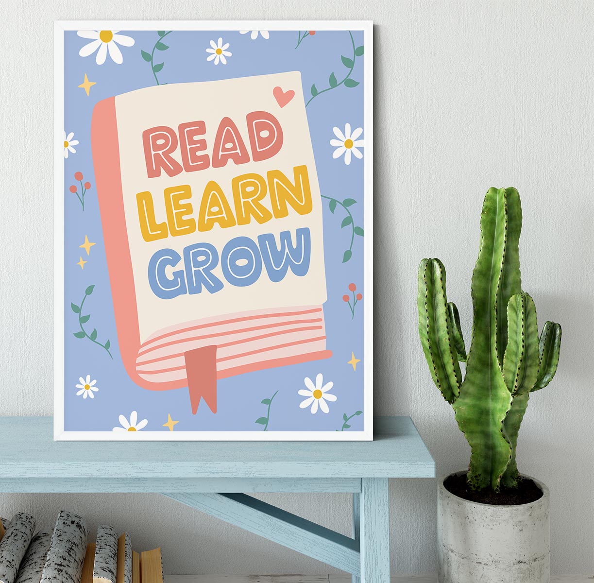 Read Learn Grow Framed Print - Canvas Art Rocks -6