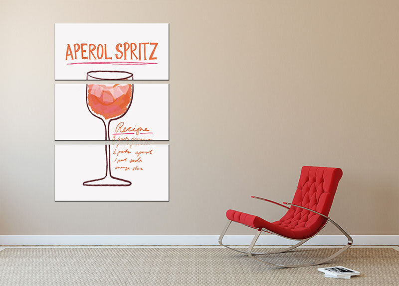 Recipe Aperol Spritz 3 Split Panel Canvas Print - Canvas Art Rocks - 2