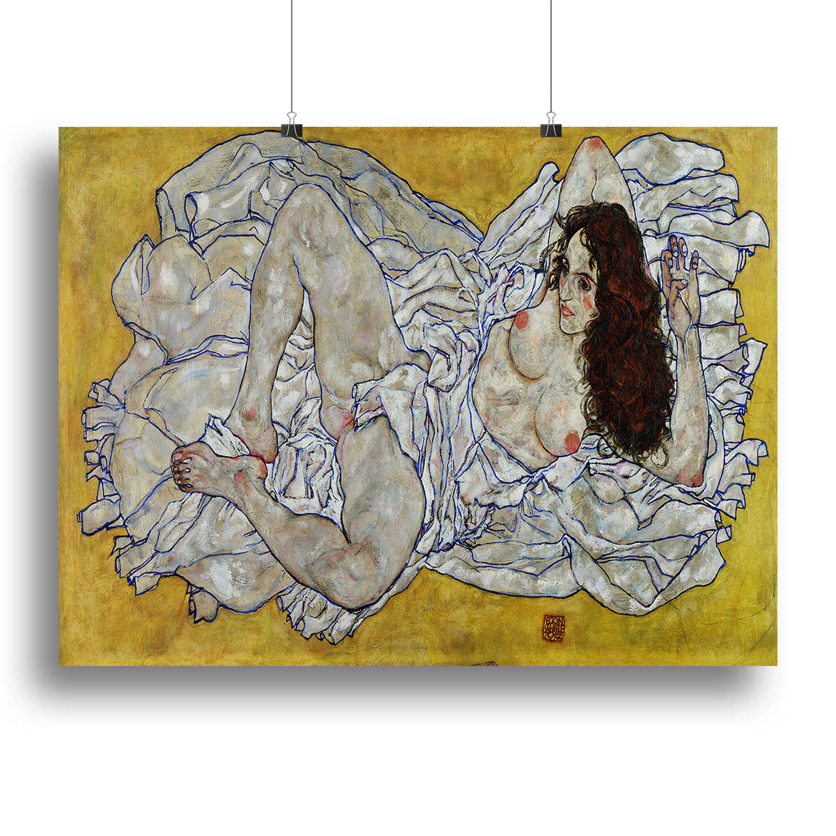 Resting nude by Egon Schiele Poster - Unframed
