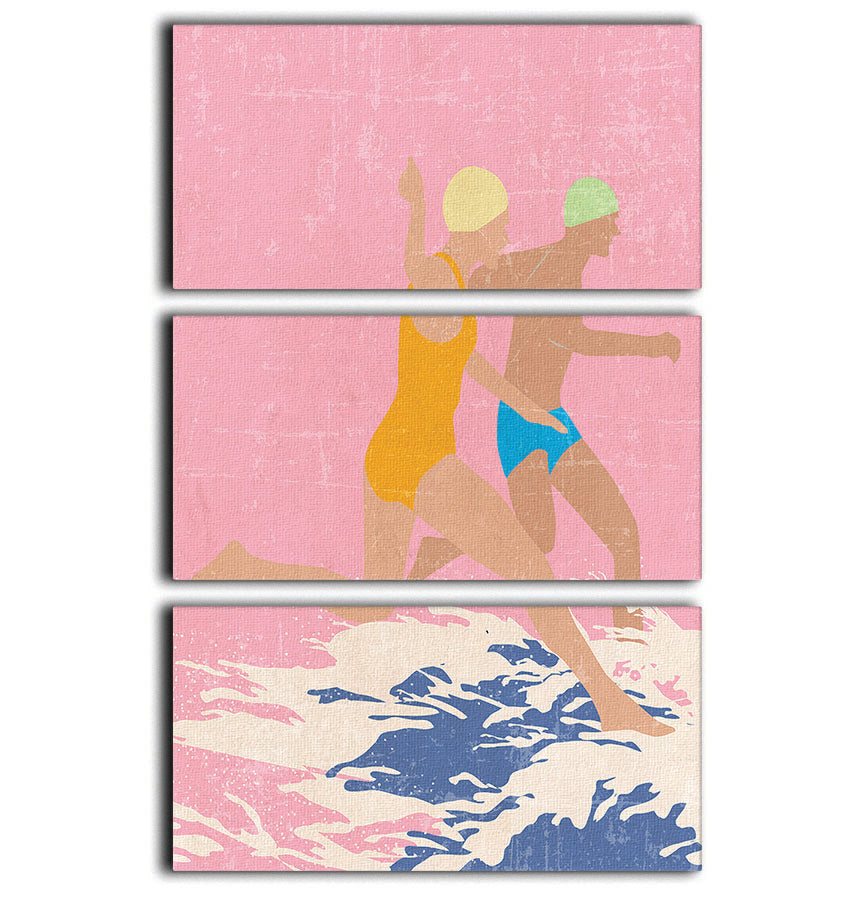 Running Swimmers pink 3 Split Panel Canvas Print - 1x - 1