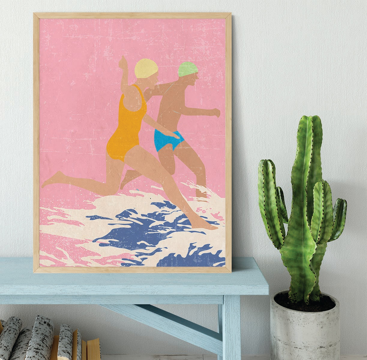 Running Swimmers pink Framed Print - 1x - 4