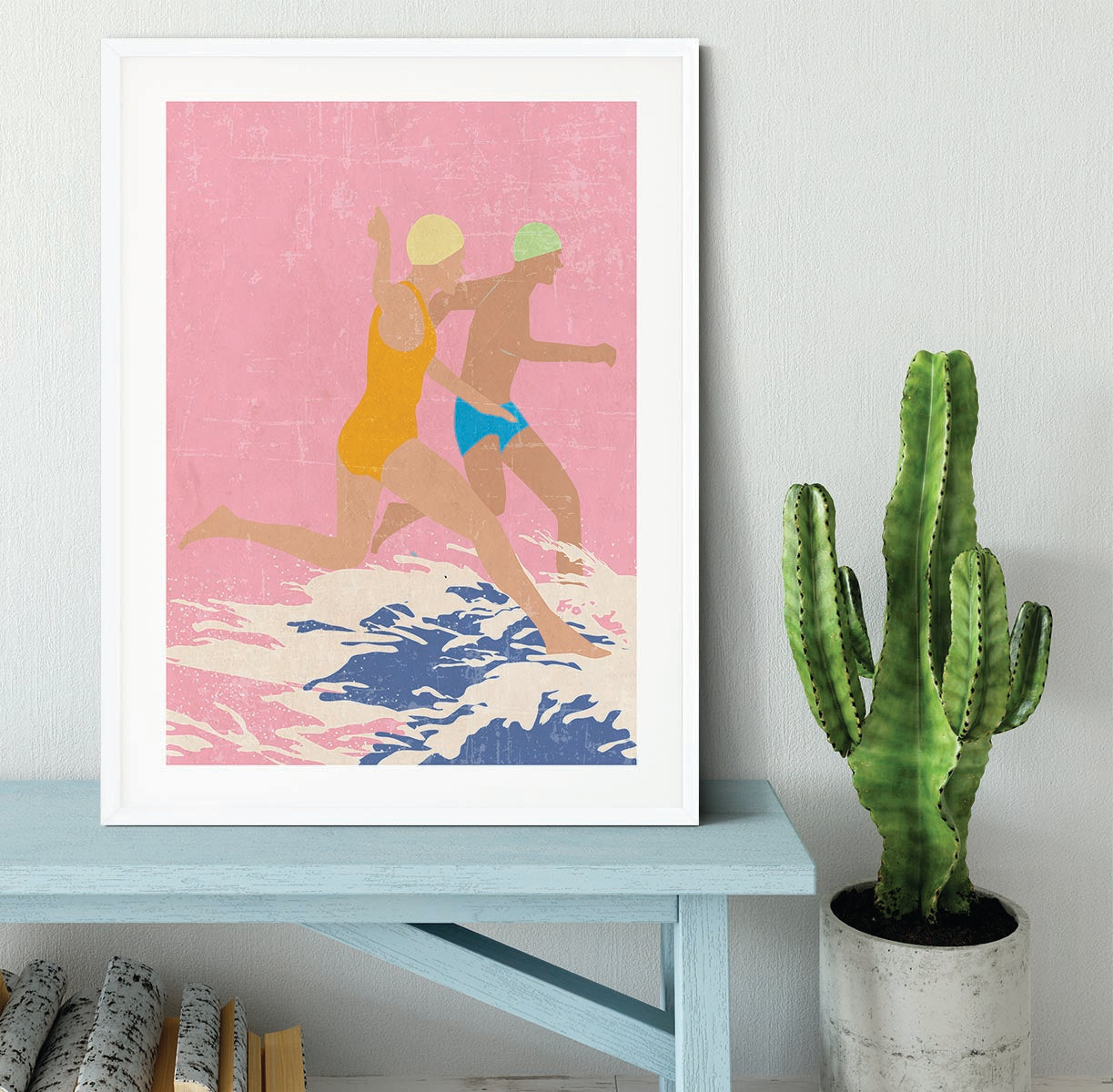 Running Swimmers pink Framed Print - 1x - 5