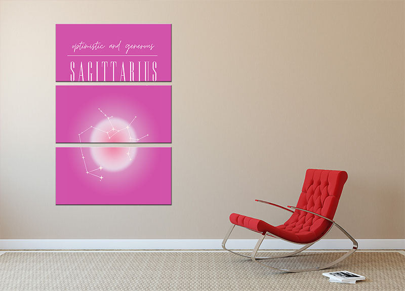 Sagittarius Celestial Print 3 Split Panel Canvas Print - Canvas Art Rocks - 2