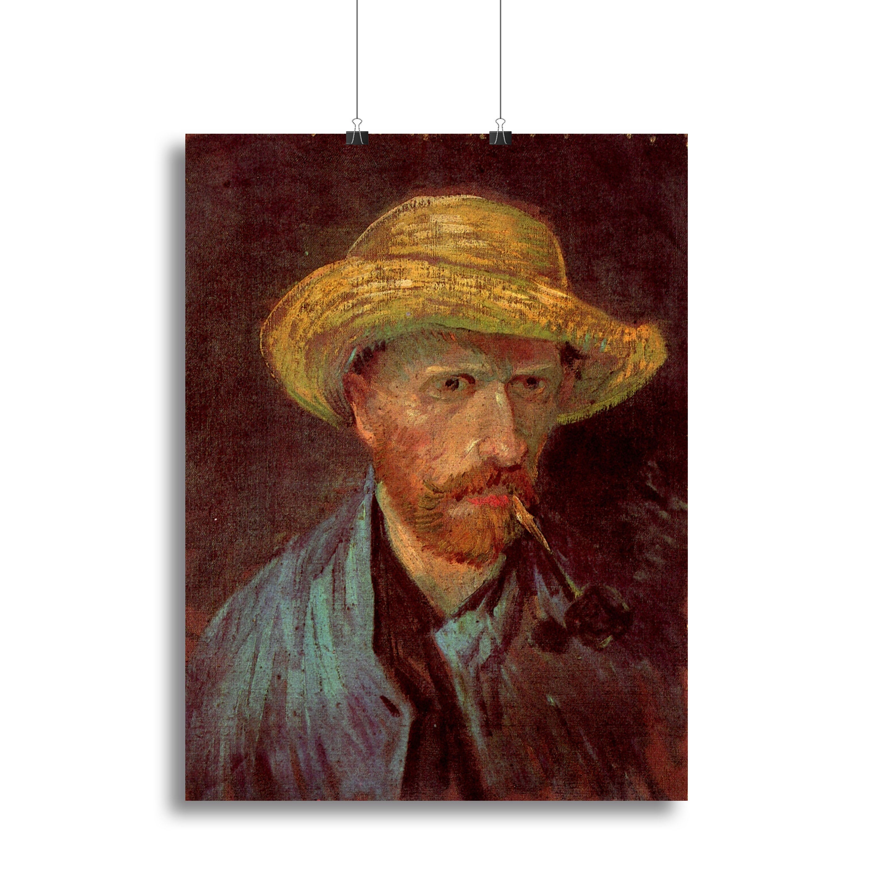 Self-Portrait with Straw Hat and Pipe by Van Gogh Poster - Unframed