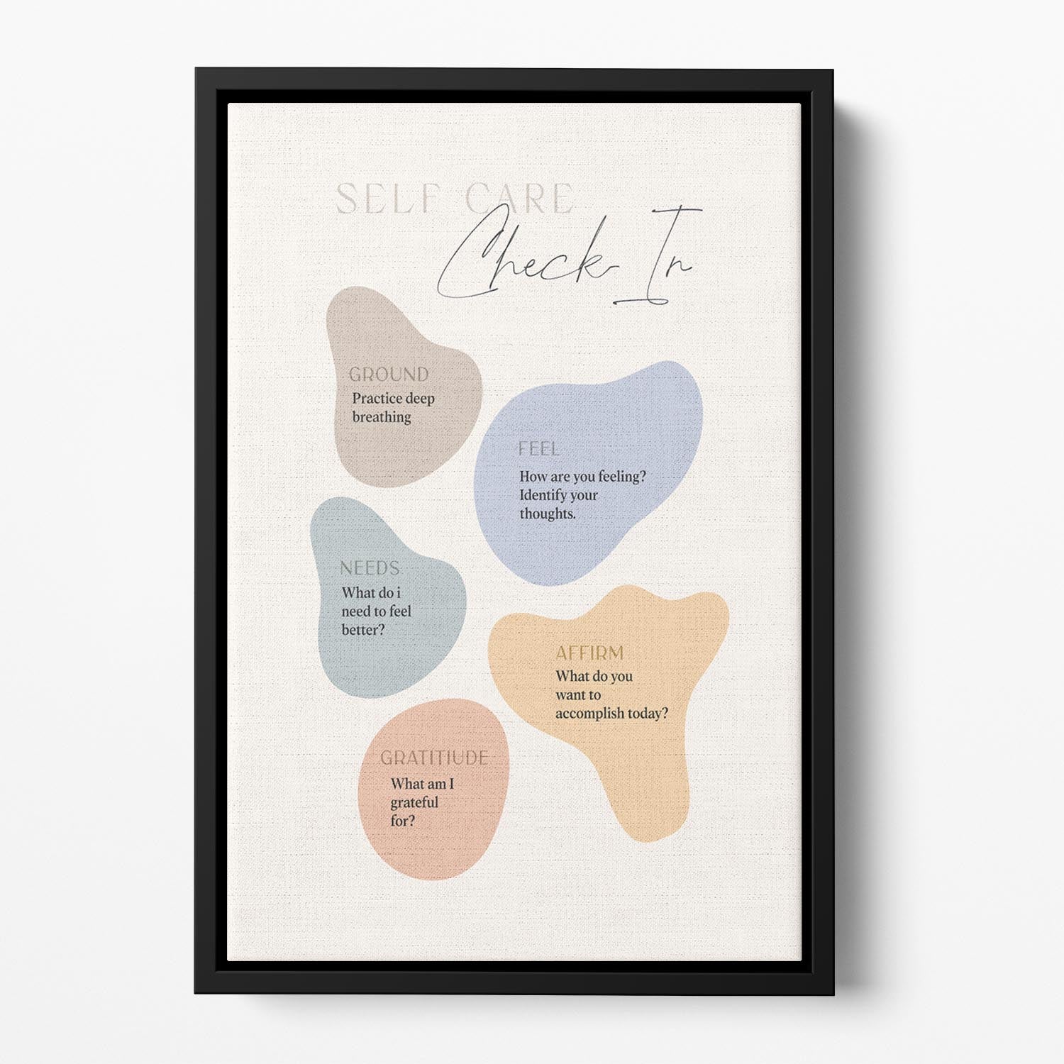 Self Care Checkin 5 Steps Floating Framed Canvas - Canvas Art Rocks - 2