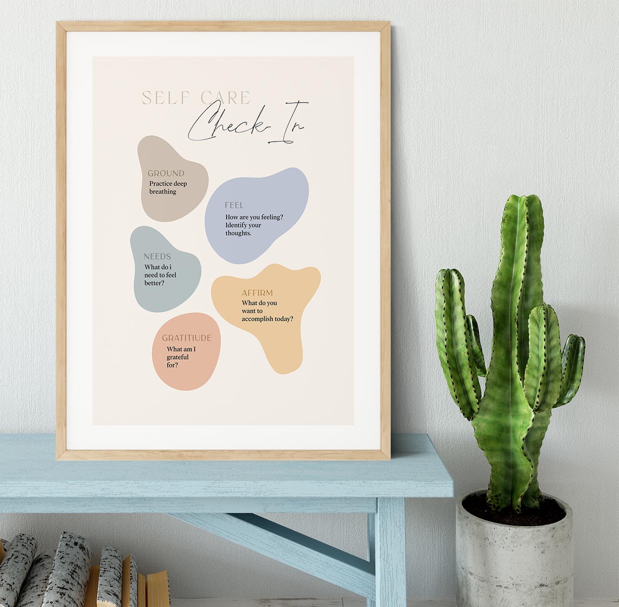 Self Care Checkin 5 Steps Framed Print - Canvas Art Rocks - 3