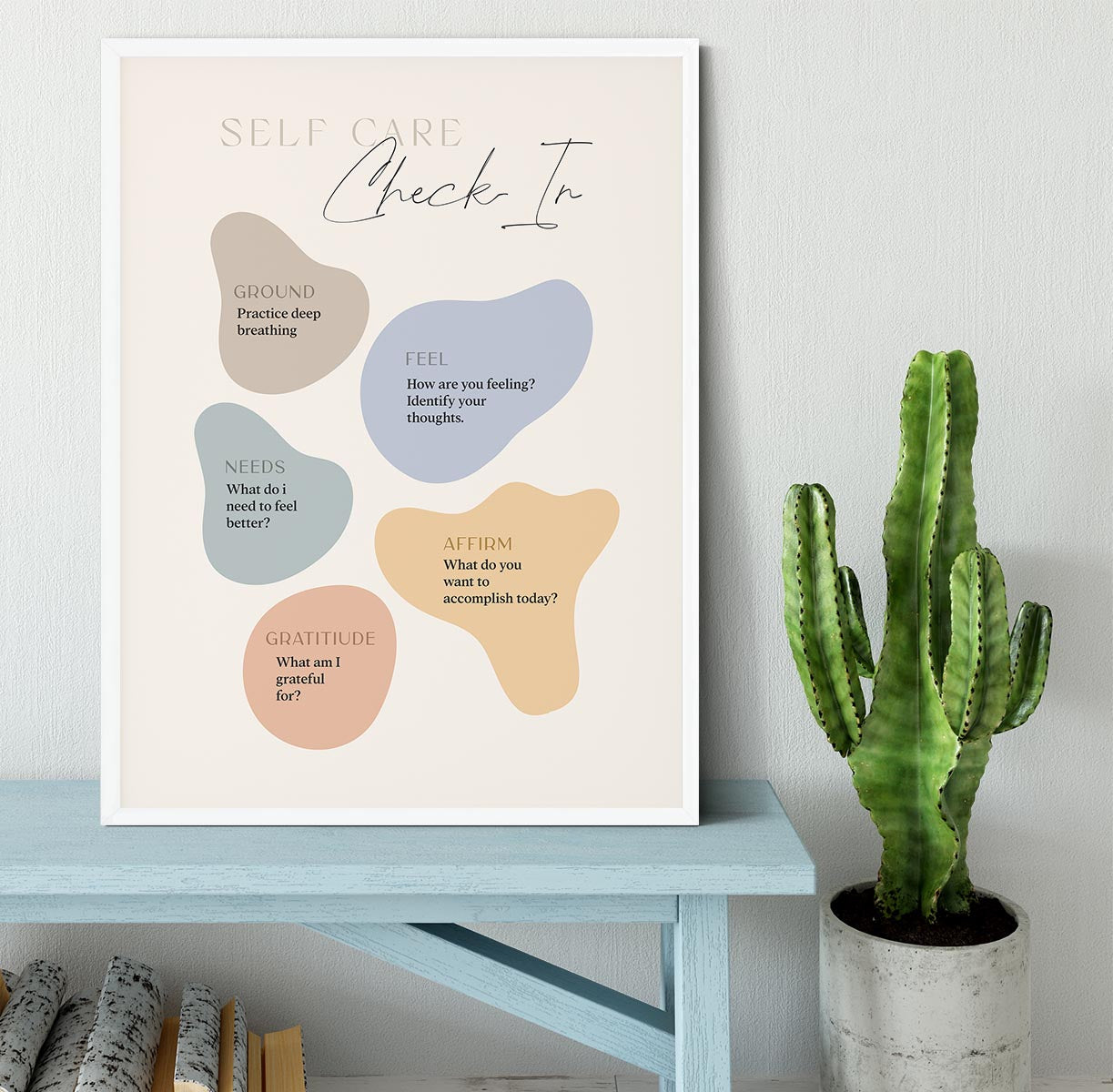 Self Care Checkin 5 Steps Framed Print - Canvas Art Rocks -6