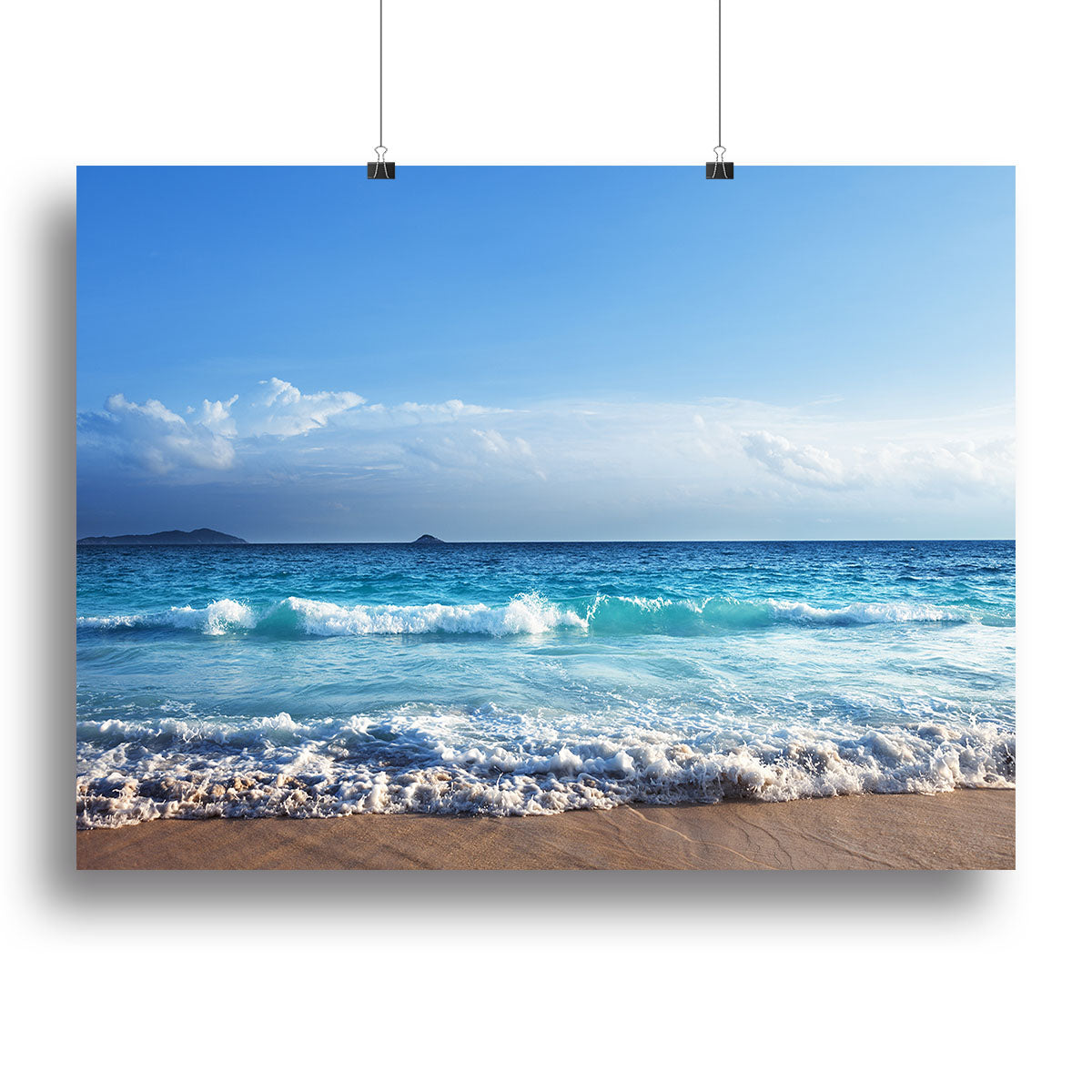 Seychelles beach in sunset time Poster - Unframed
