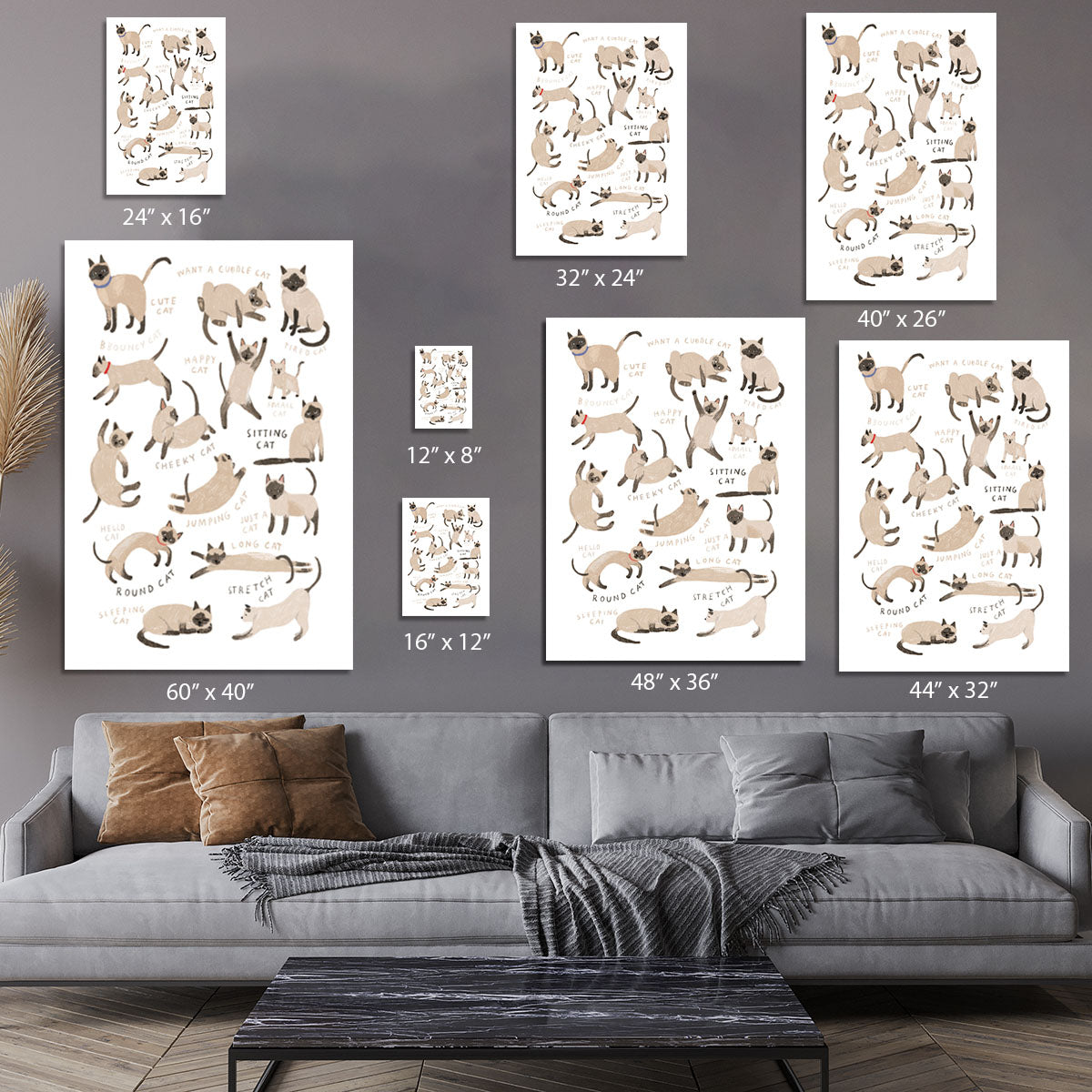 Siamese Cat Print Canvas Print or Poster - 1x - 7