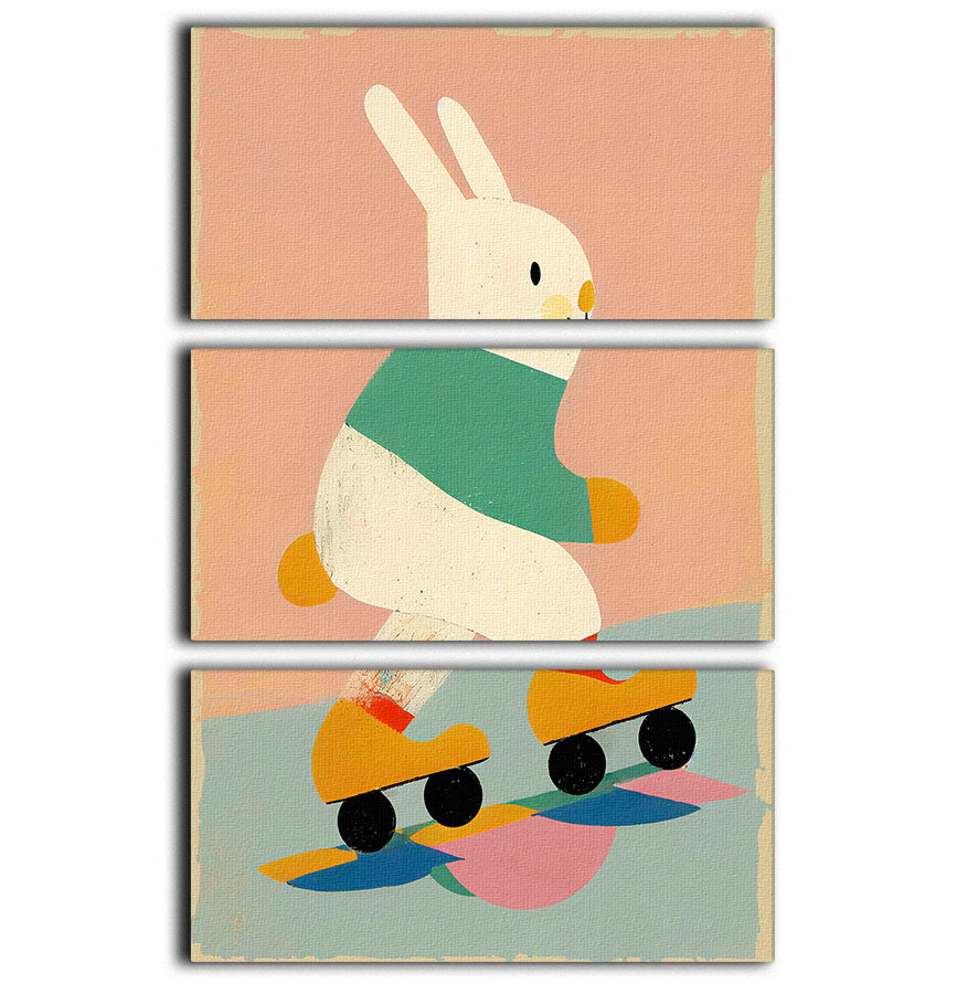 Skating Bunny 3 Split Panel Canvas Print - 1x - 1