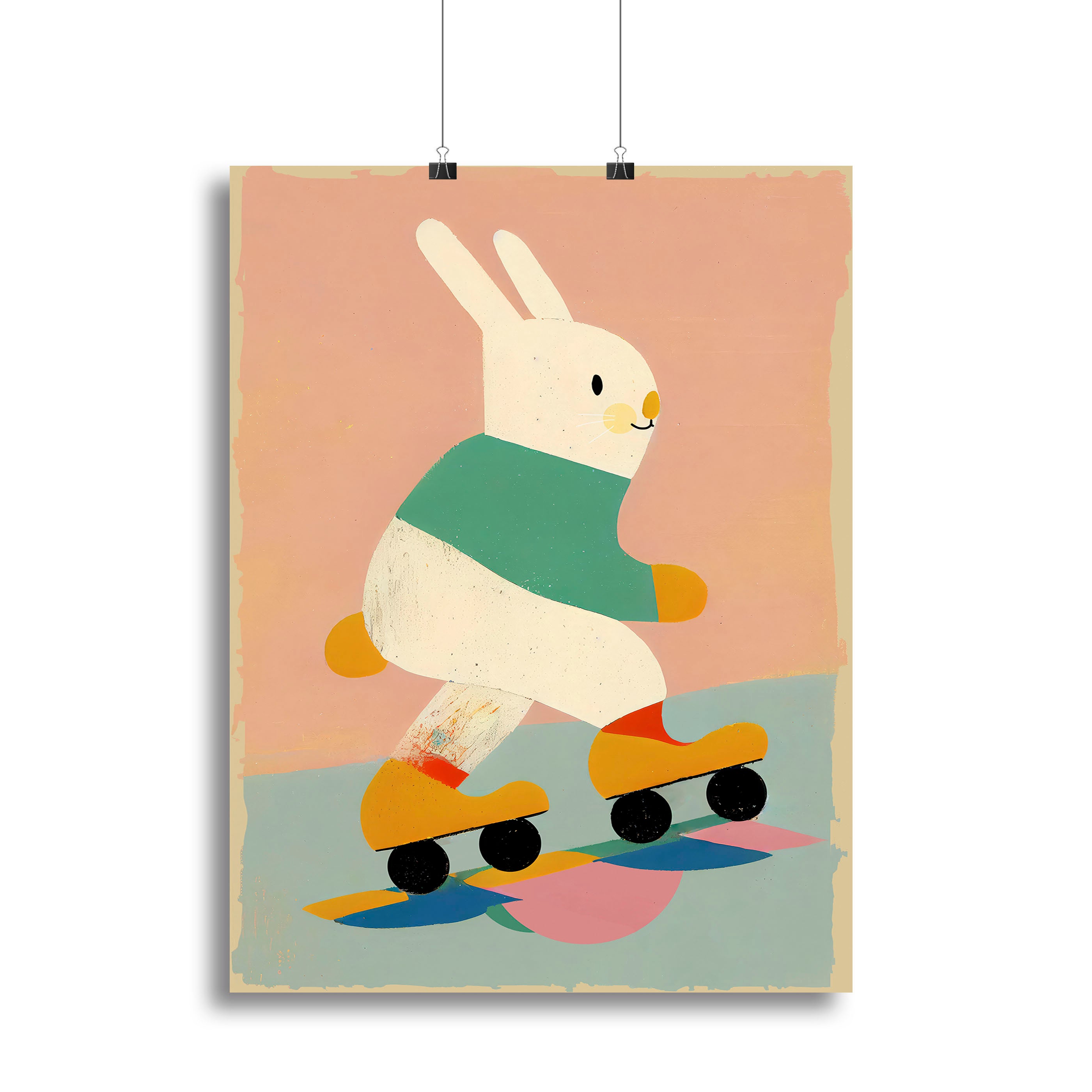 Skating Bunny Canvas Print or Poster - 1x - 2