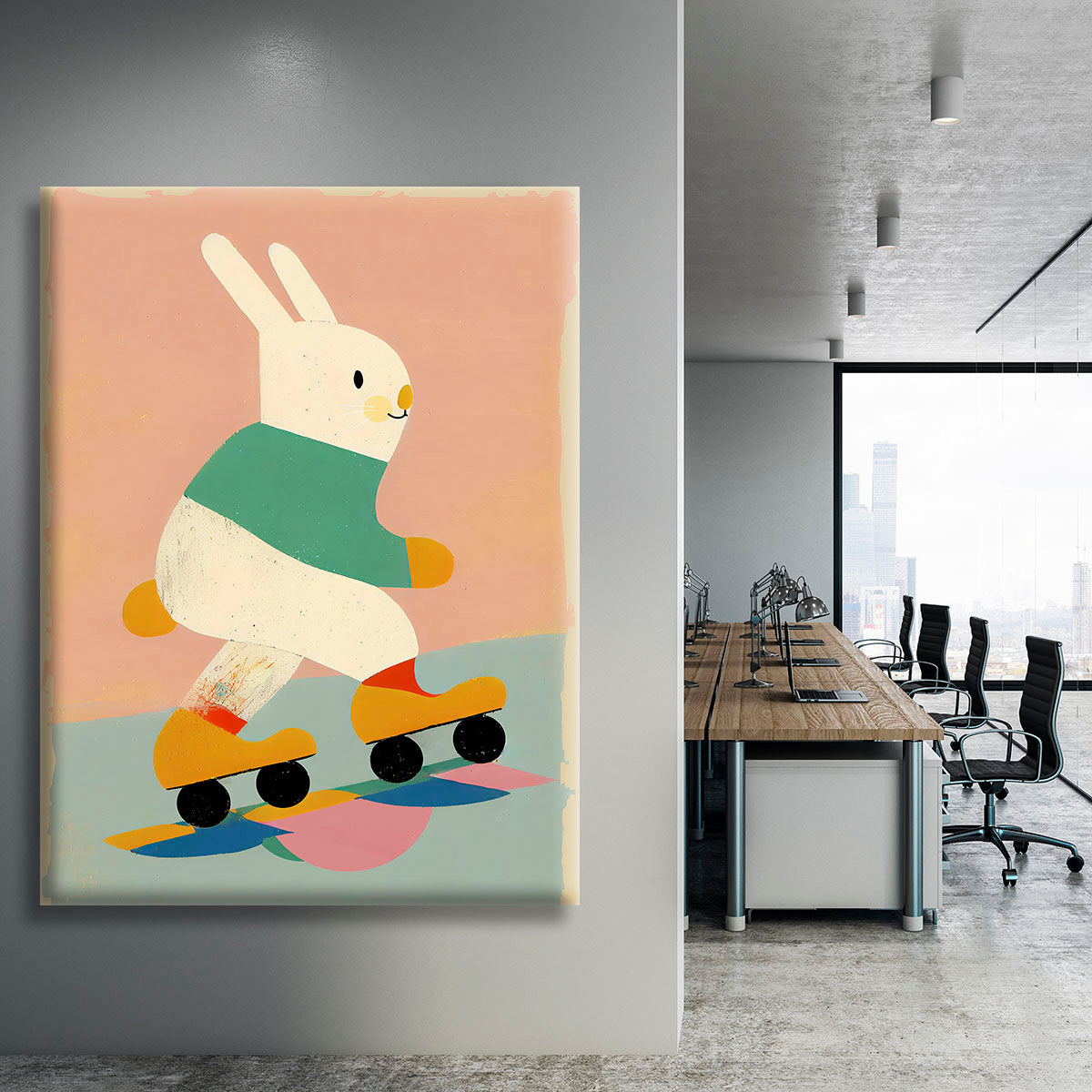 Skating Bunny Canvas Print or Poster - 1x - 3