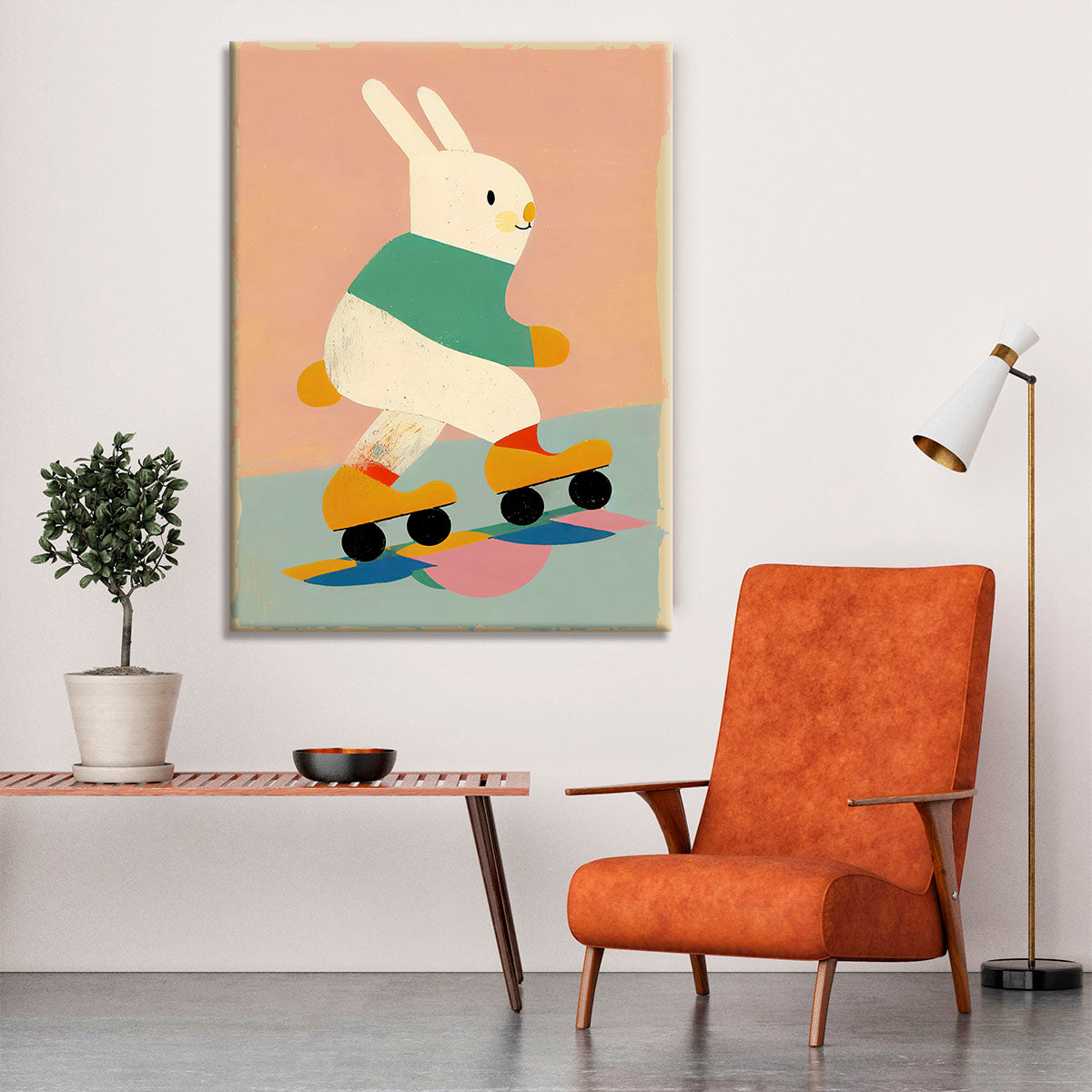 Skating Bunny Canvas Print or Poster - 1x - 6