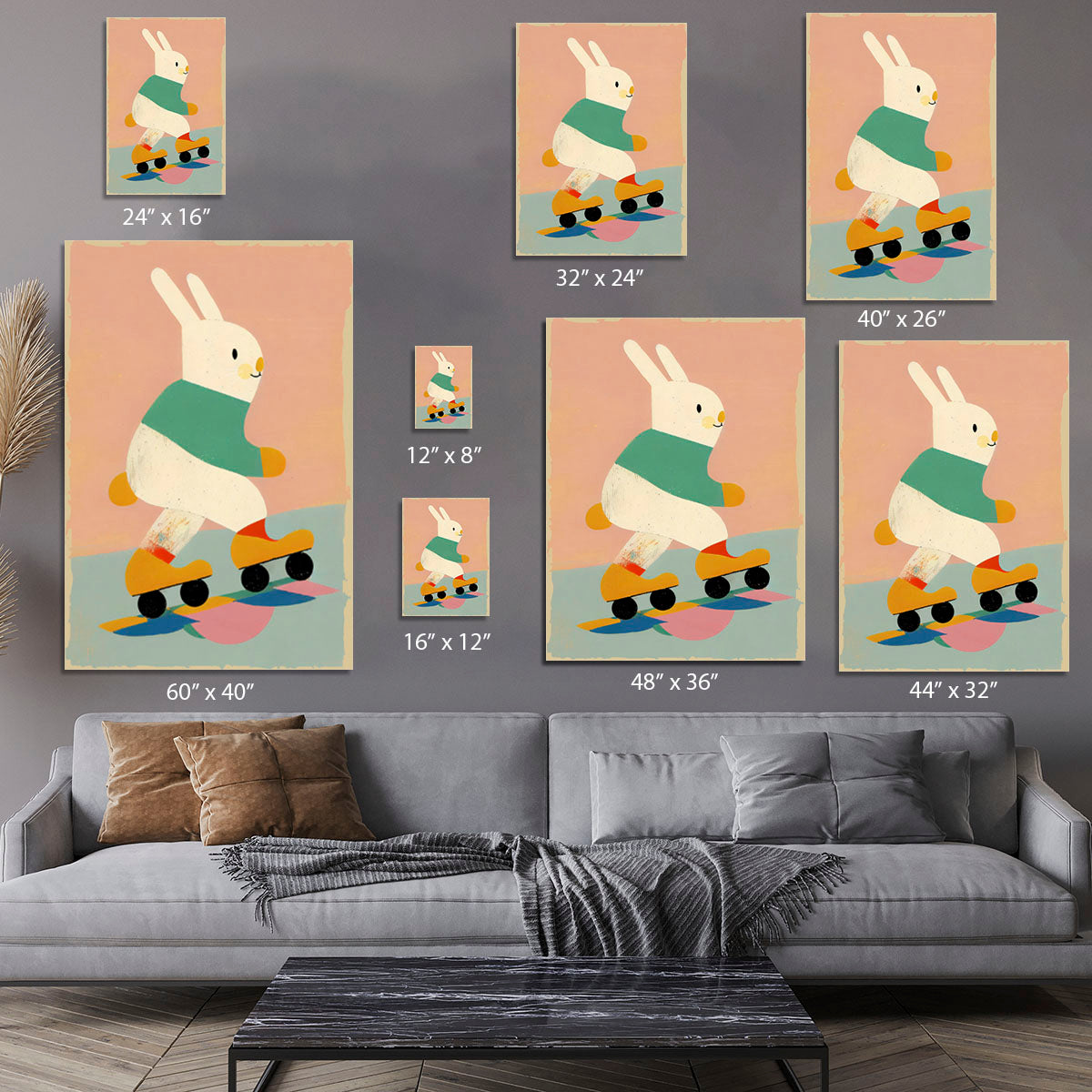 Skating Bunny Canvas Print or Poster - 1x - 7