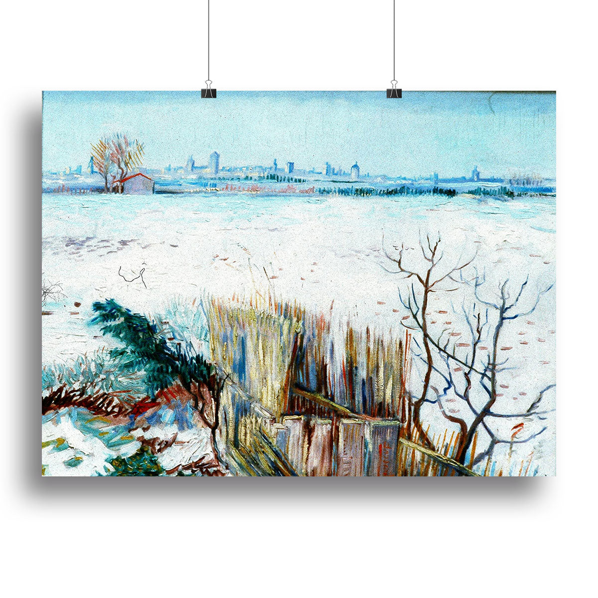 Snowy Landscape with Arles in the Background by Van Gogh Poster - Unframed