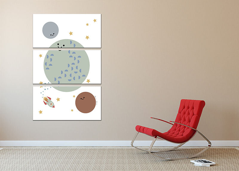 Solar Earth Moon 3 Split Panel Canvas Print - 1x - 2