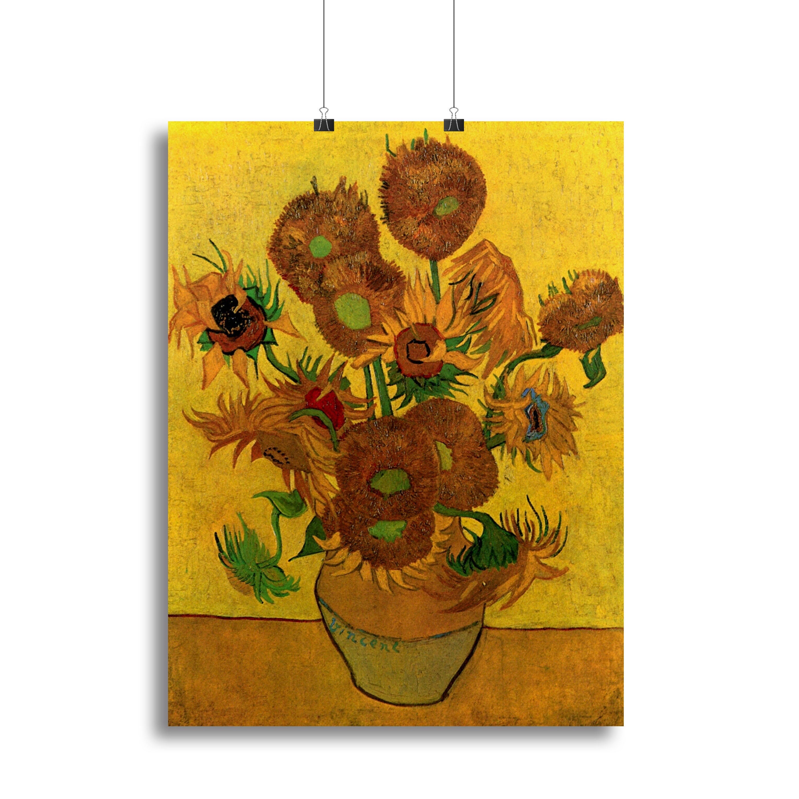 Still Life Vase with Fifteen Sunflowers by Van Gogh Poster - Unframed