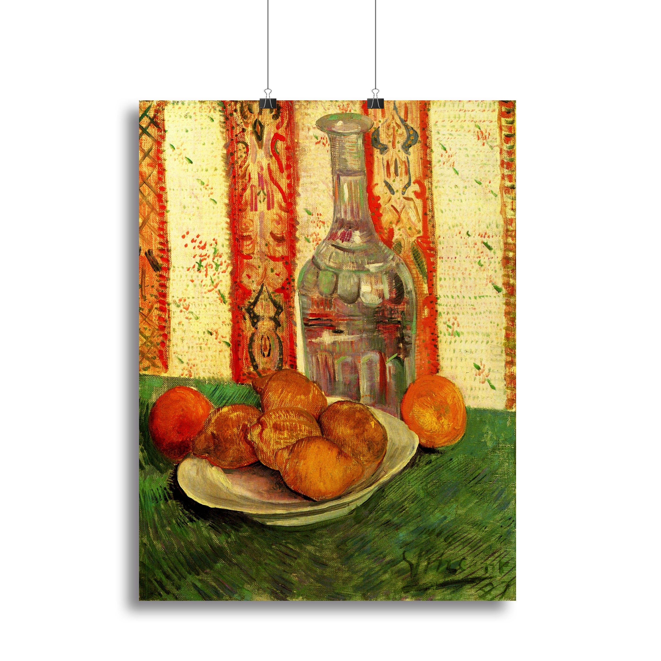 Still Life with Decanter and Lemons on a Plate by Van Gogh Poster - Unframed