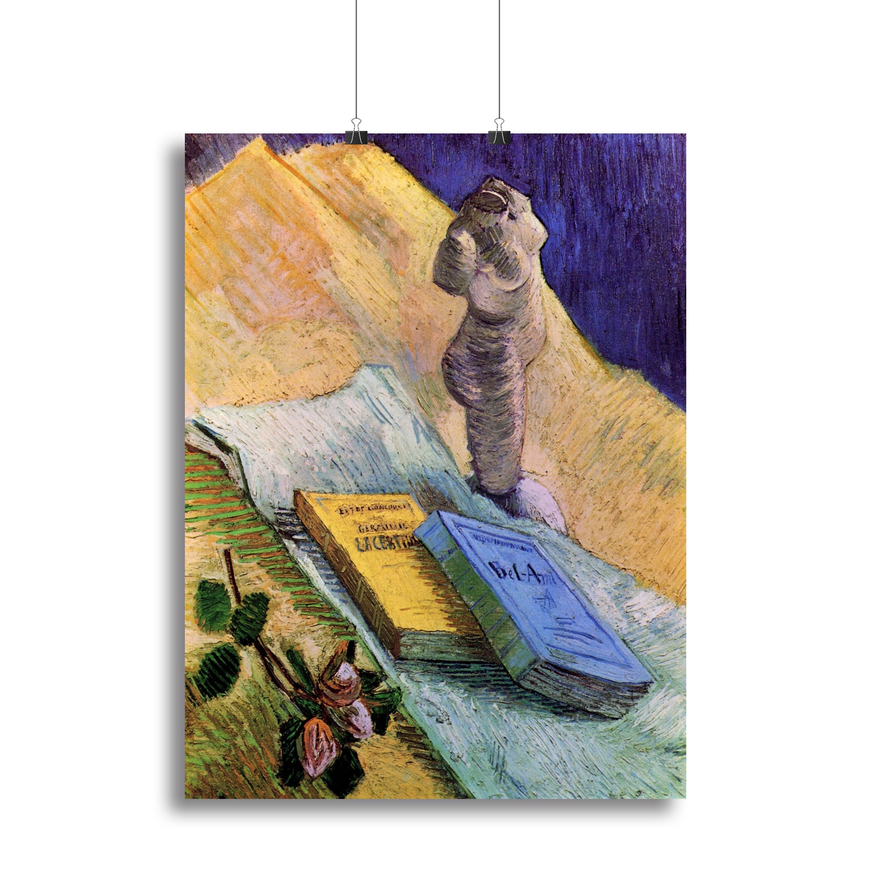 Still Life with Plaster Statuette a Rose and Two Novels by Van Gogh Poster - Unframed