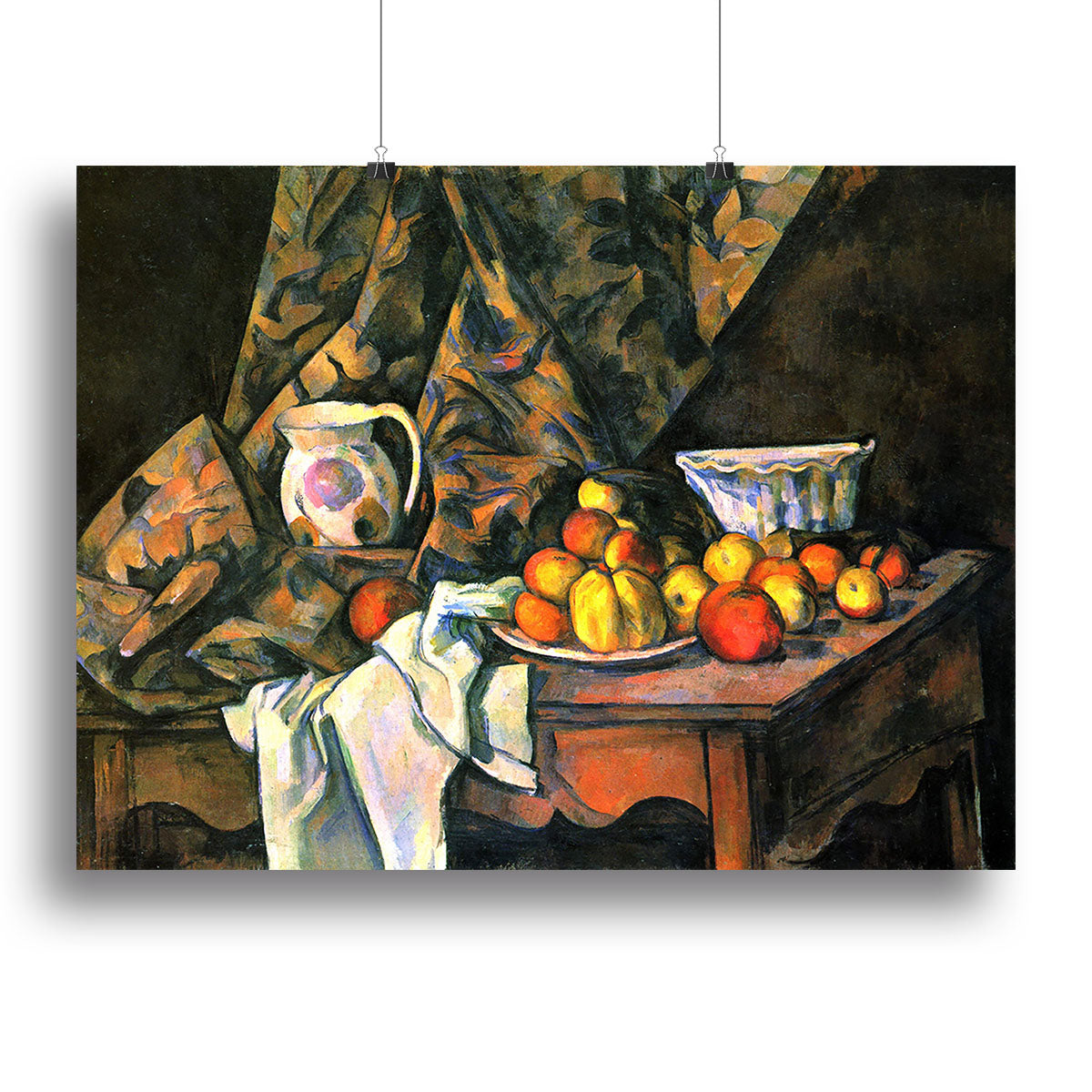 Still life with apples and peaches by Cezanne Poster - Unframed