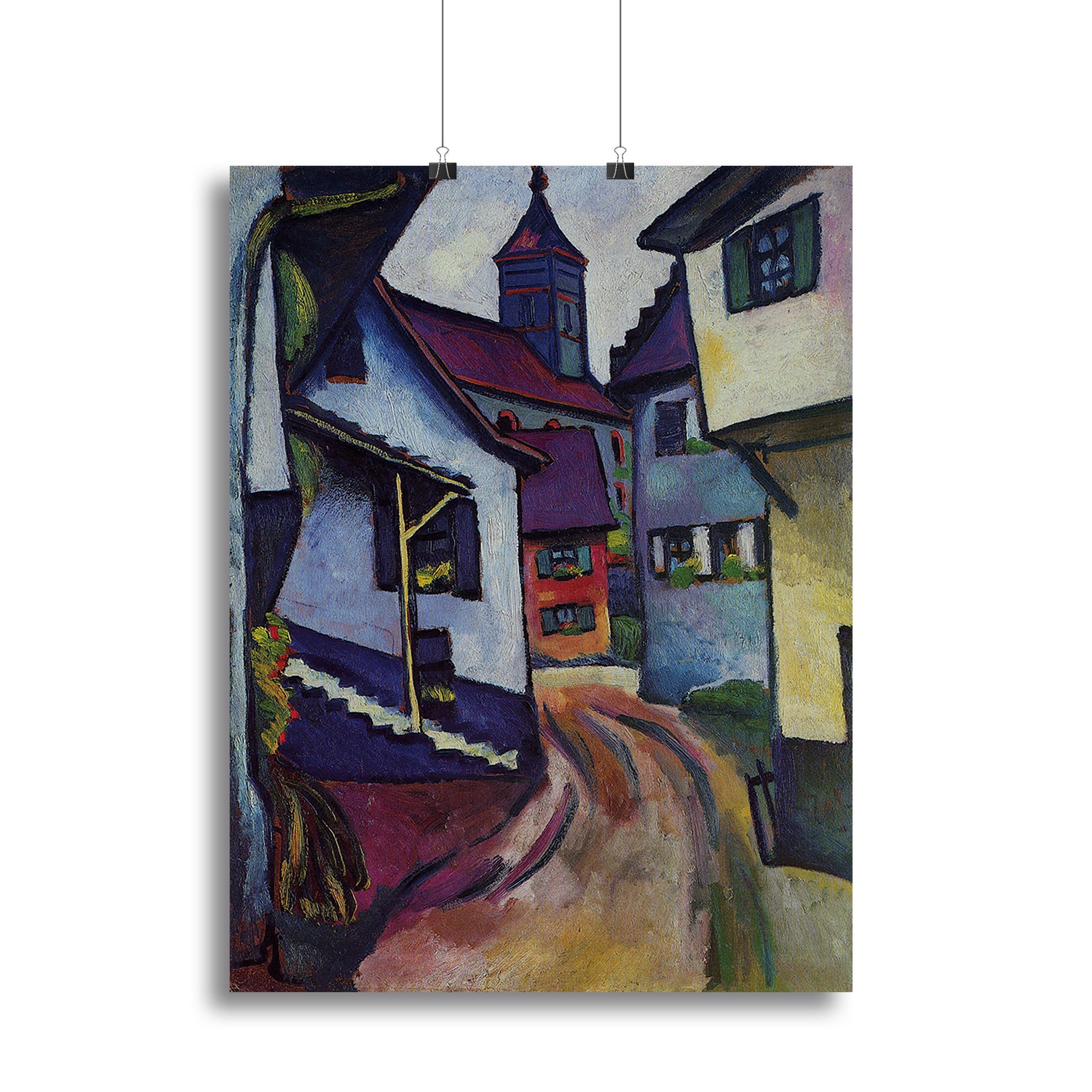 Street with a church in Kandern by Macke Poster - Unframed