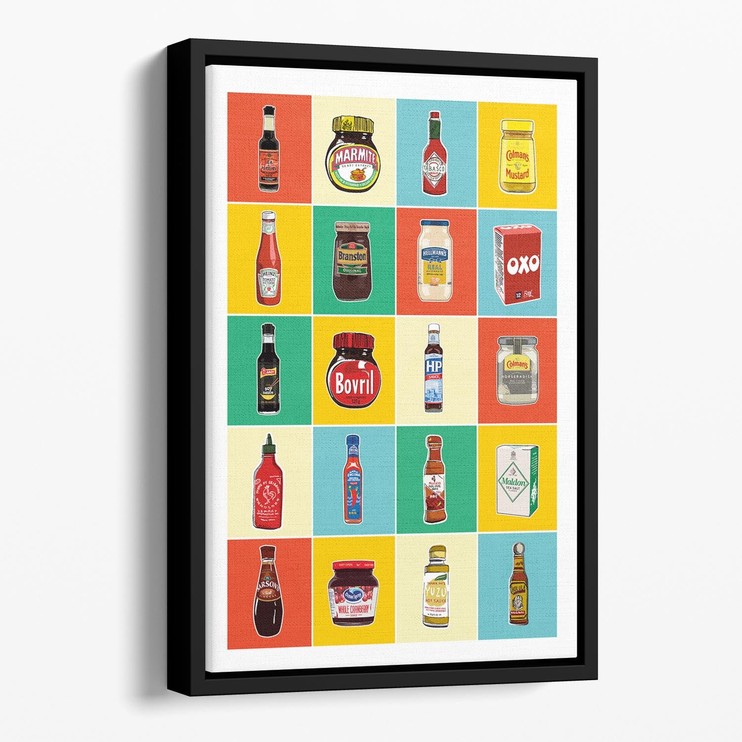 Taxonomy of Condiments Floating Framed Canvas - Canvas Art Rocks - 1