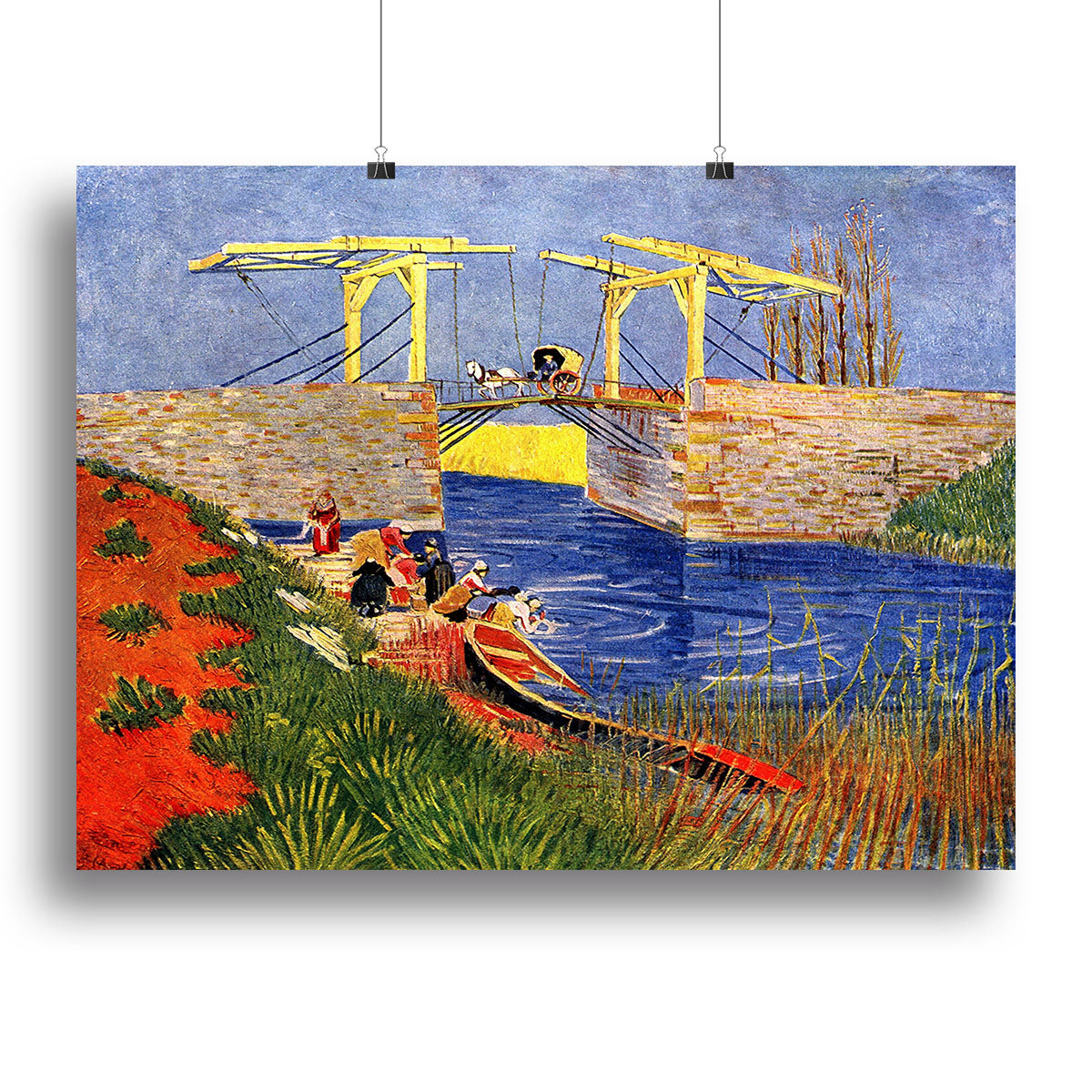 The Langlois Bridge at Arles with Women Washing by Van Gogh Poster - Unframed
