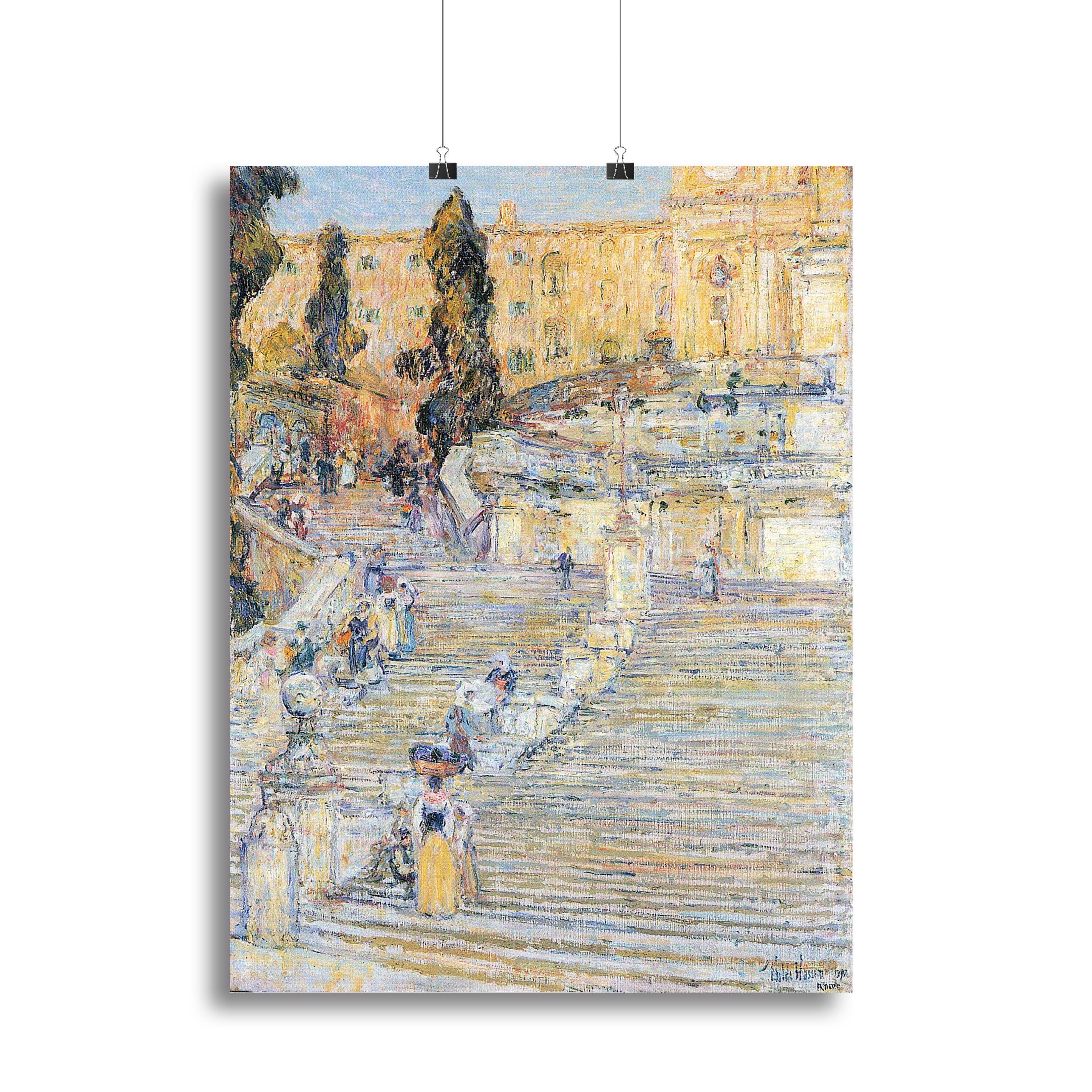 The Spanish steps by Hassam Poster - Unframed
