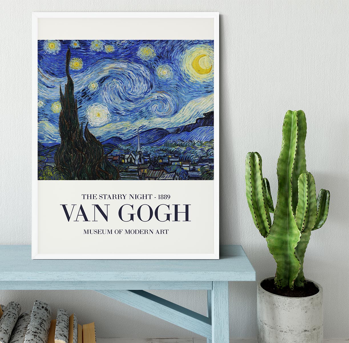 The Starry Night Titled Framed Print - Canvas Art Rocks -6