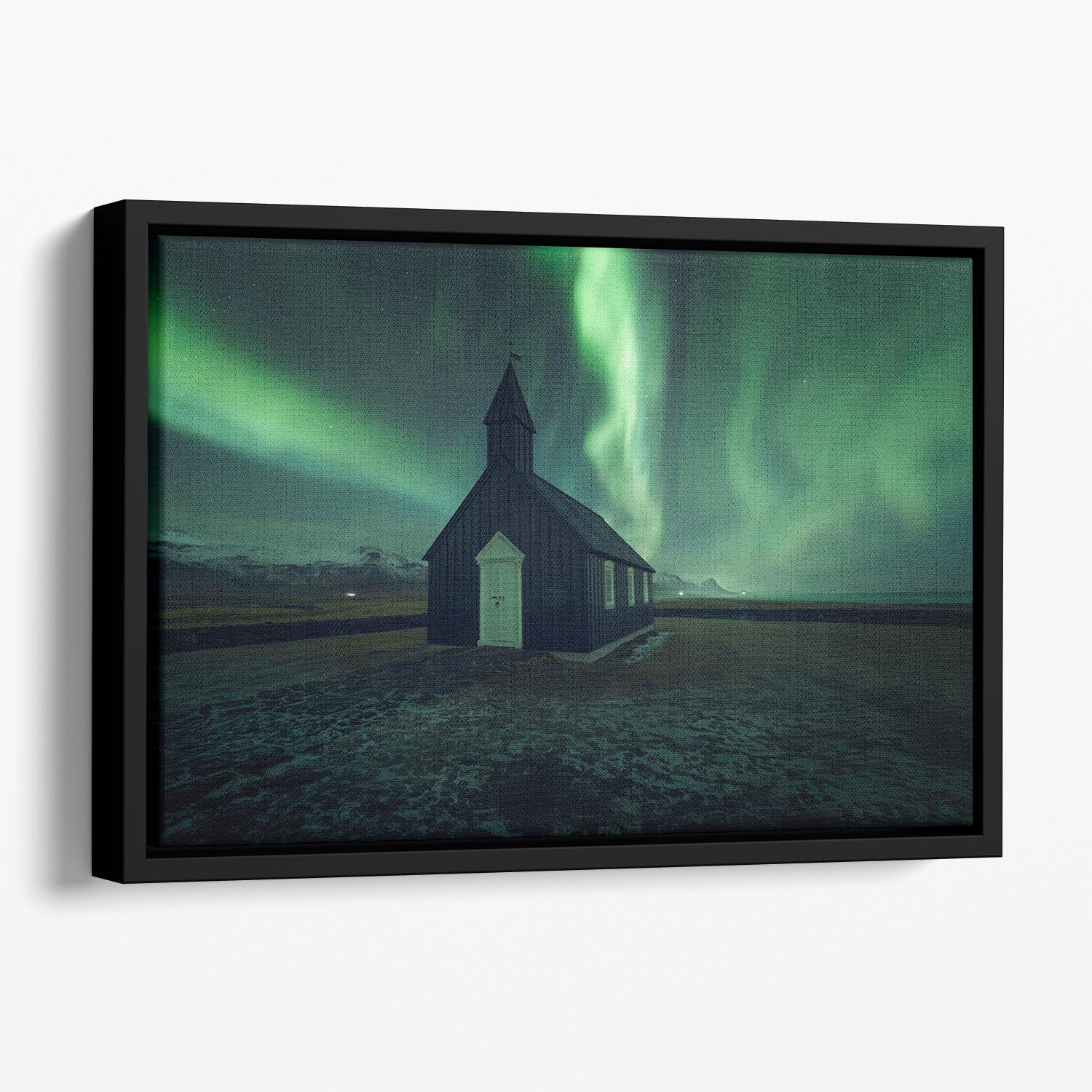 The black Church Floating Framed Canvas - Canvas Art Rocks - 1