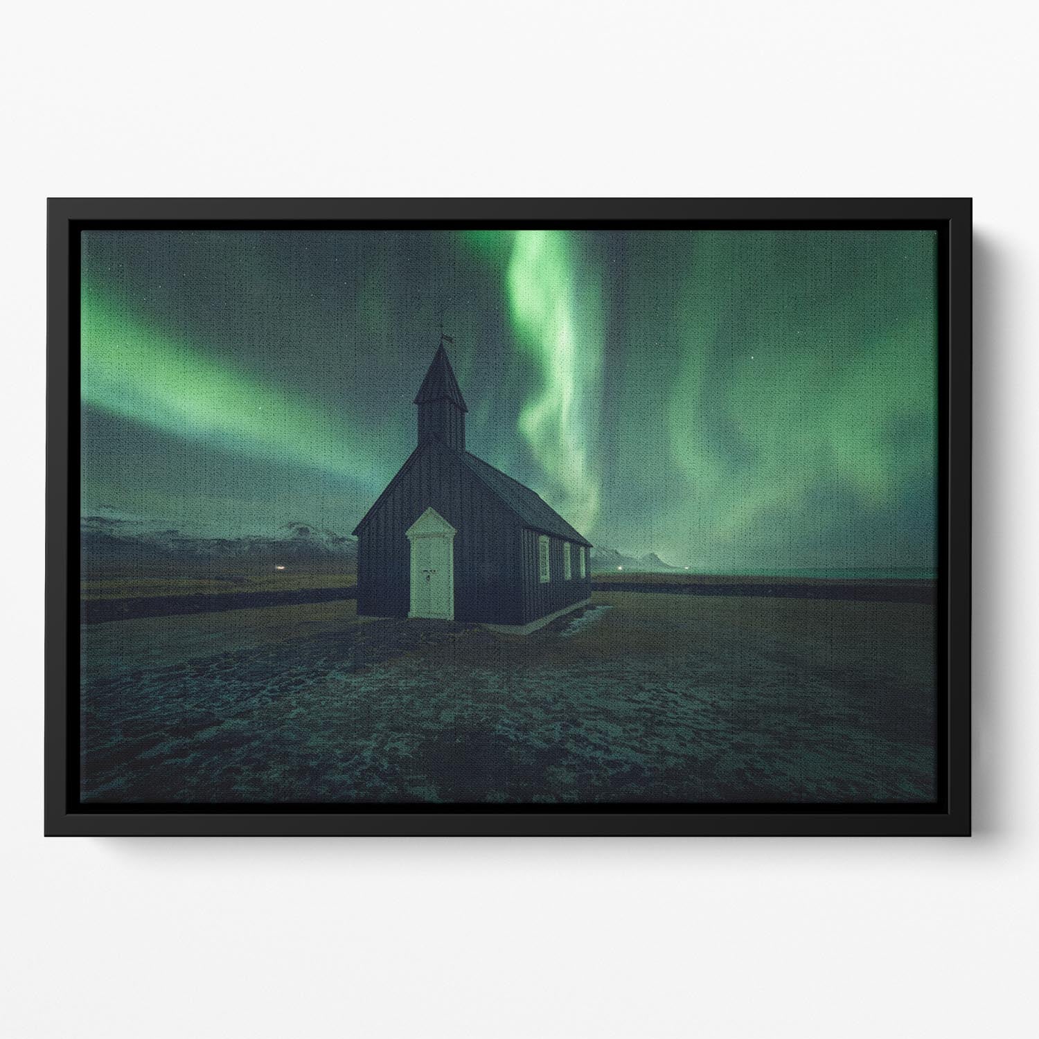 The black Church Floating Framed Canvas - Canvas Art Rocks - 2