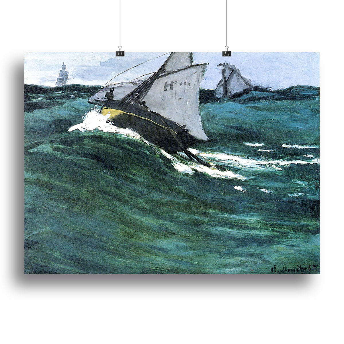 The green wave by Monet Poster - Unframed