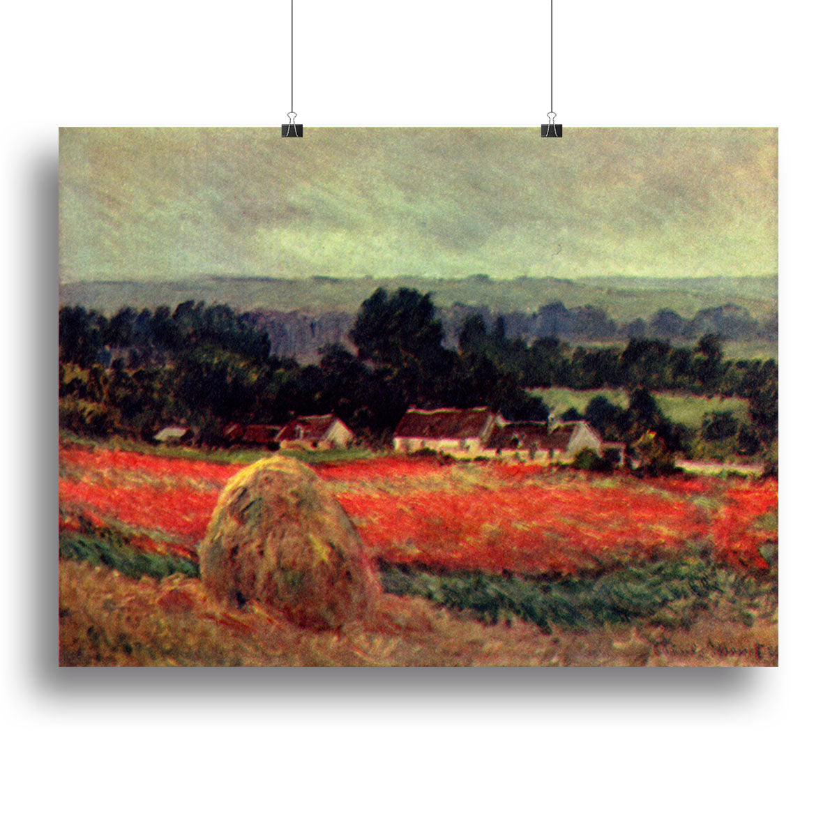 The poppy Blumenfeld The barn by Monet Poster - Unframed