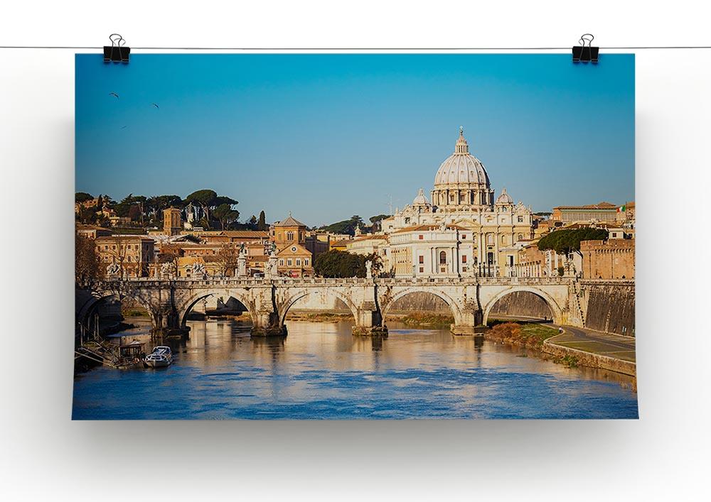 Tiber and St Peter s cathedral Poster - Unframed
