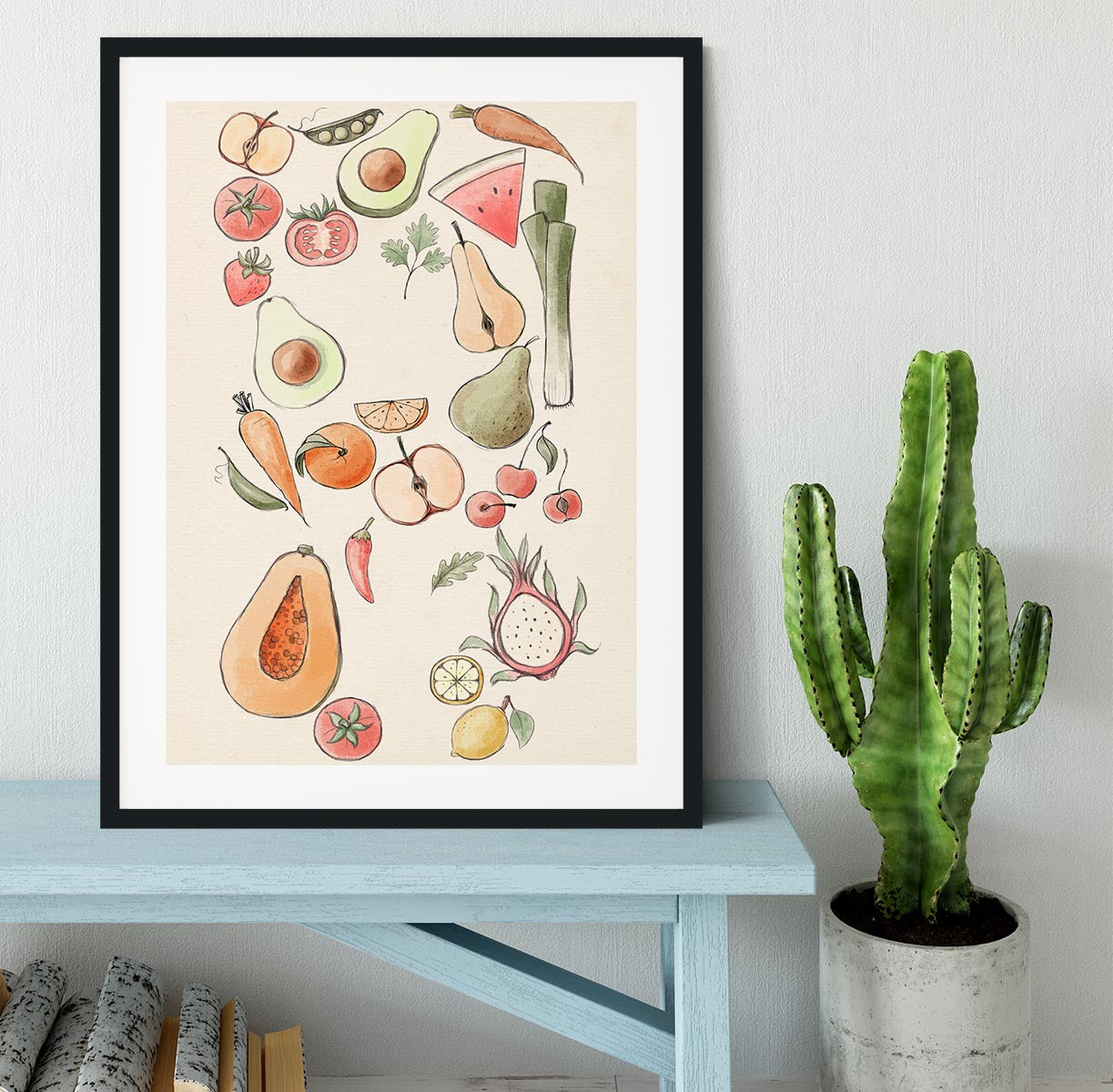 Tropical Vegetable illustration Lock Framed Print - Canvas Art Rocks - 1