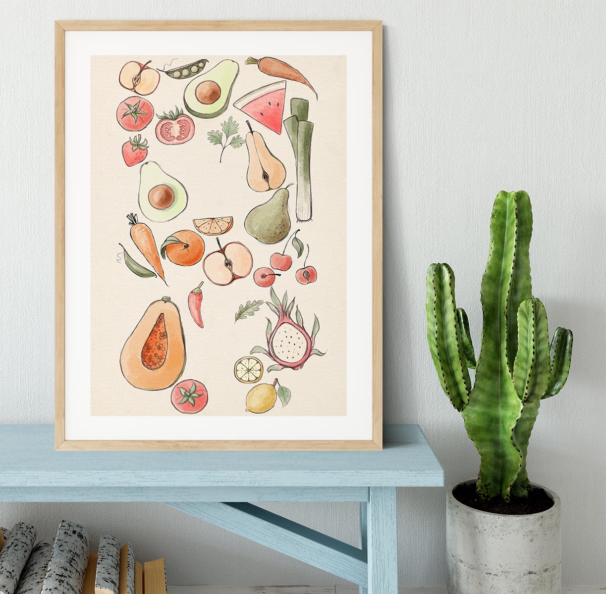 Tropical Vegetable illustration Lock Framed Print - Canvas Art Rocks - 3