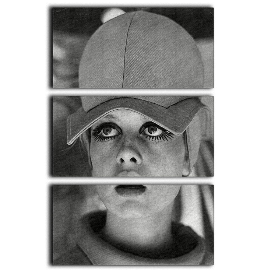 Twiggy in 1966 3 Split Panel Canvas Print - Canvas Art Rocks - 1