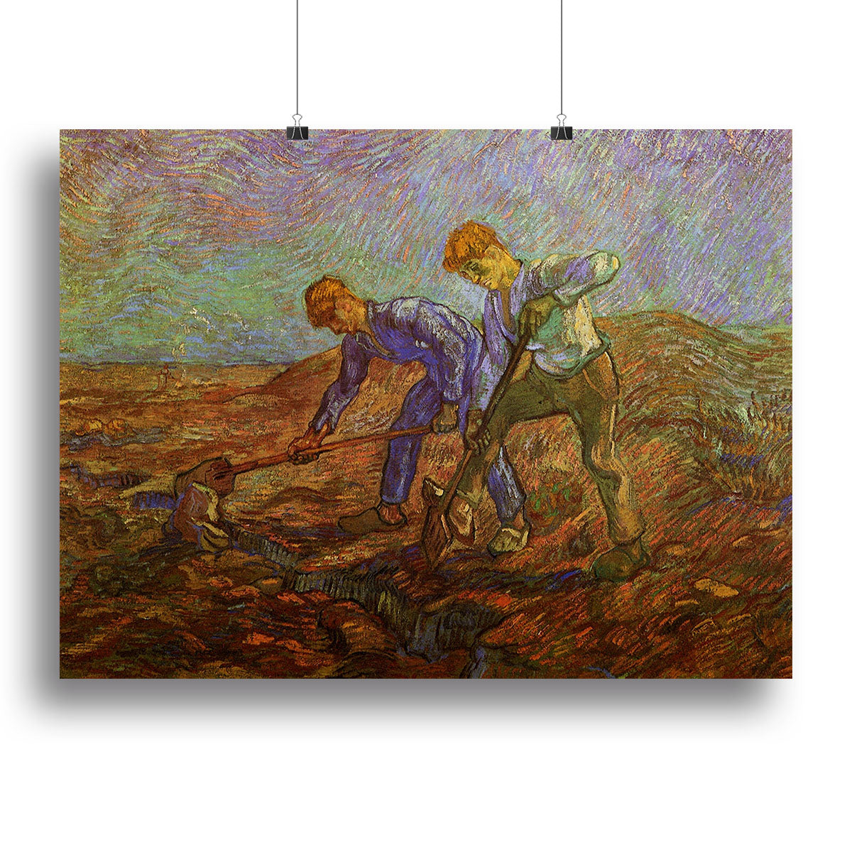 Two Peasants Digging by Van Gogh Poster - Unframed