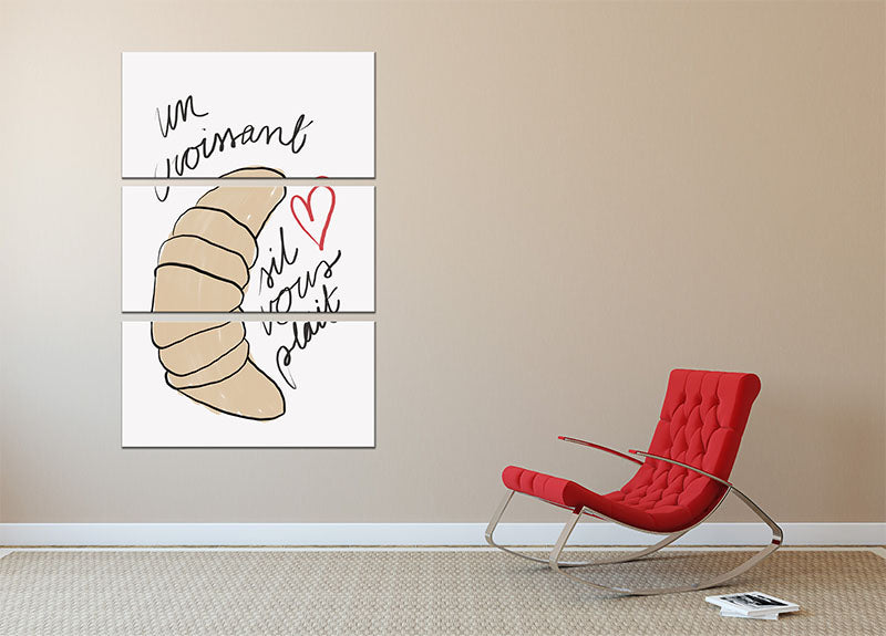 Un Croissant 3 Split Panel Canvas Print - Canvas Art Rocks - 2