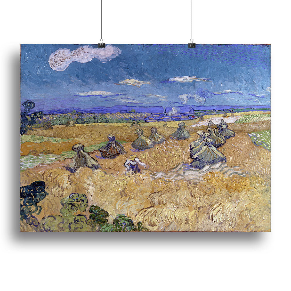 Van Gogh Wheat Fields with Reaper at Auvers Poster - Unframed