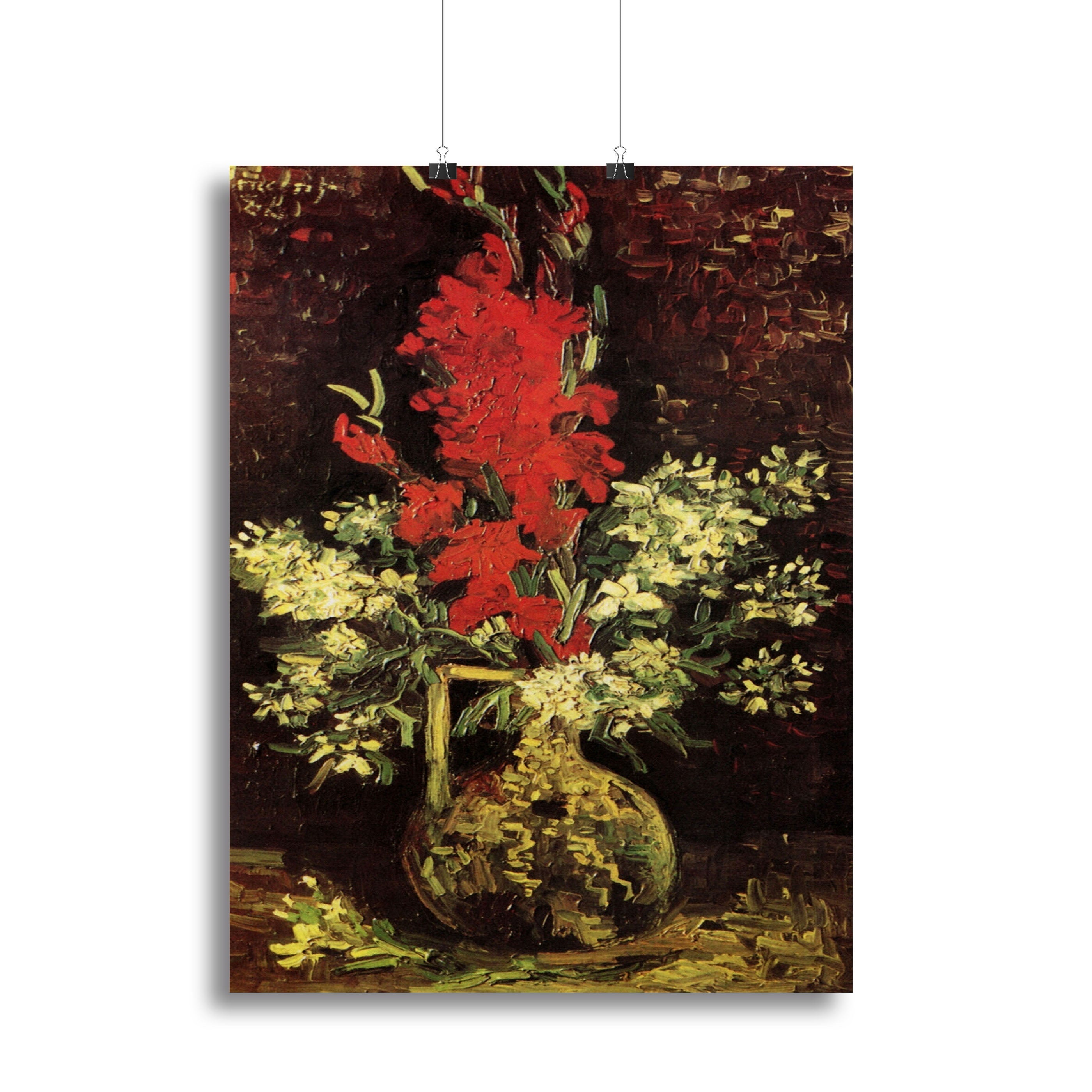 Vase with Gladioli and Carnations by Van Gogh Poster - Unframed
