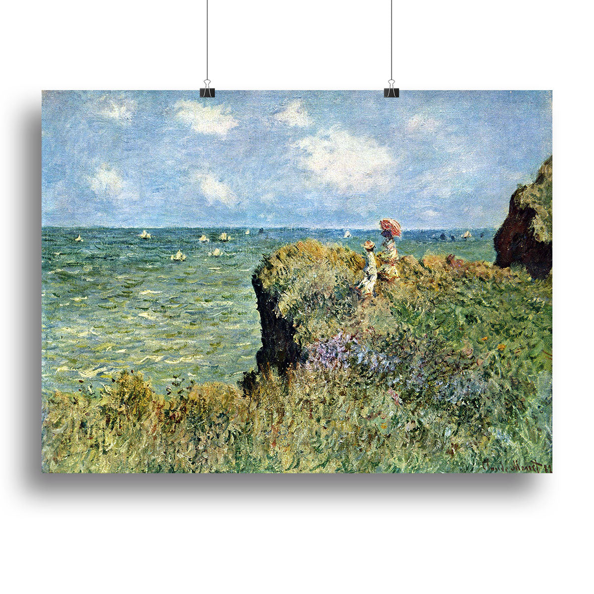 Walk on the cliffs by Monet Poster - Unframed