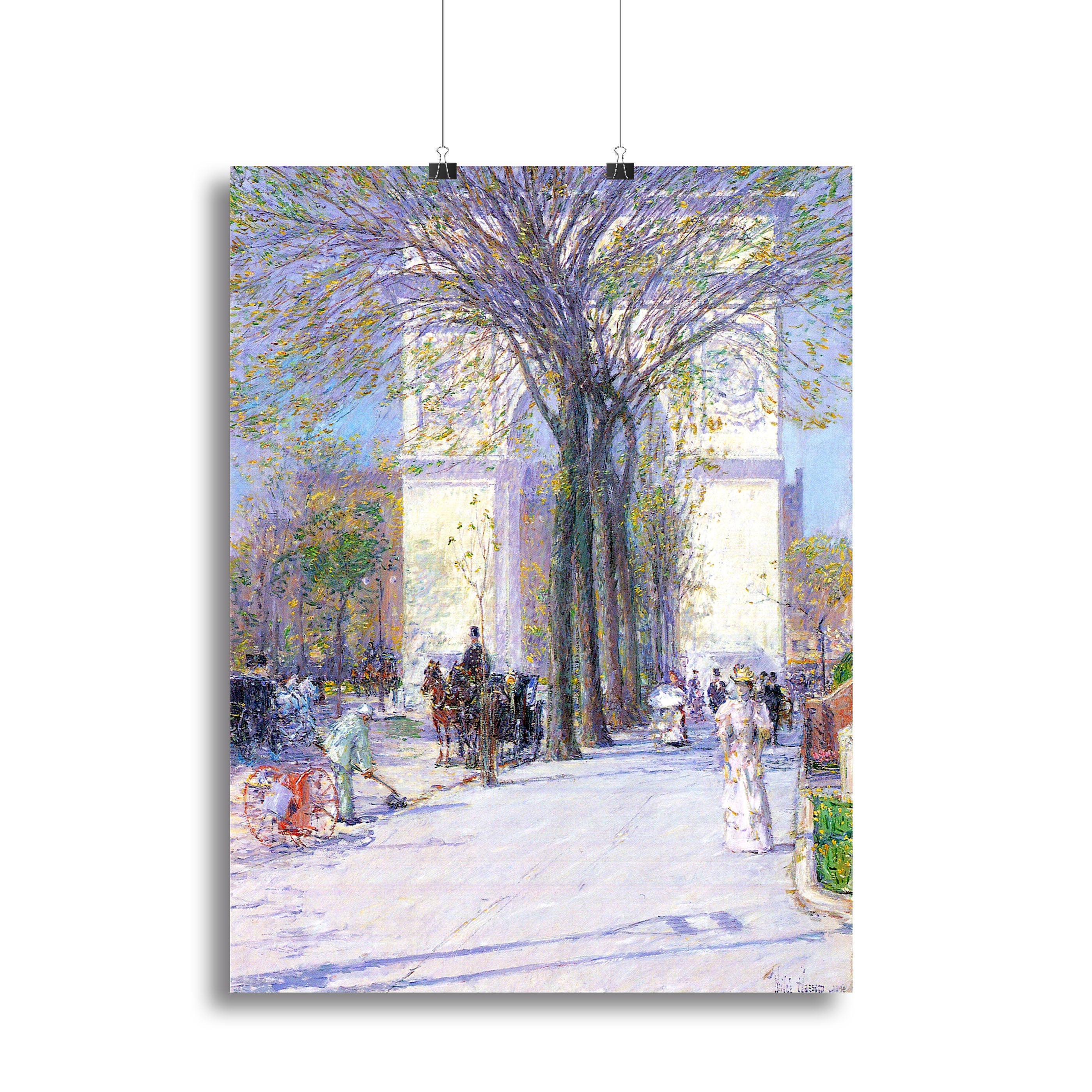 Washington triumphal arch in spring by Hassam Poster - Unframed